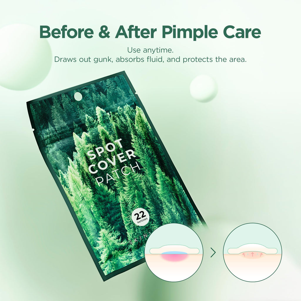 SKIN1004 Tea Trica Spot Cover Patch, Spot Patches for Blemish Prone Skin, Clear Hydrocolloid Pimple Patches for Face, Invisible Spot Stickers for Blemish Marks, Soothing Korean Skin Care, 22 Count
