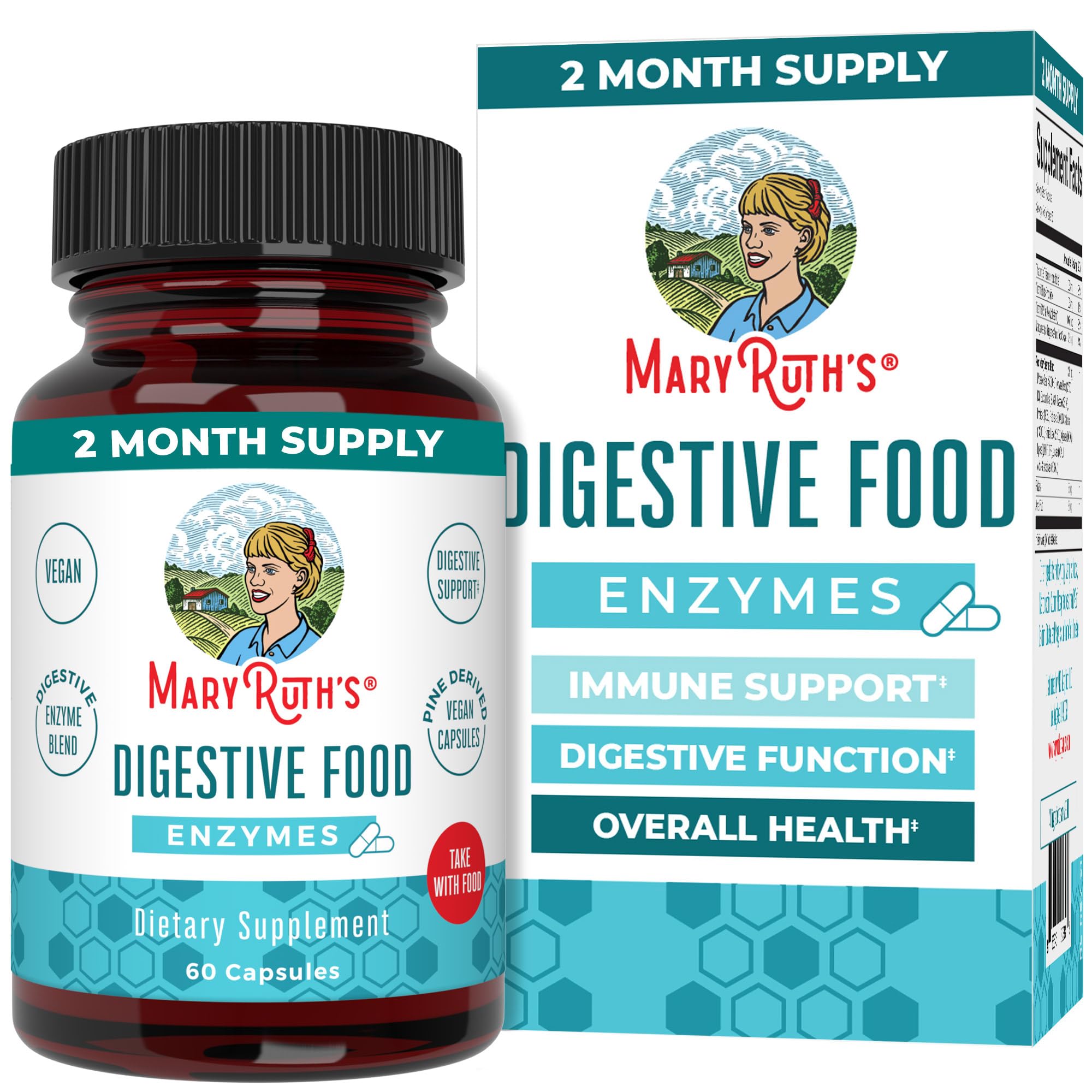 MARYRUTH'S Digestive Food Enzymes for Digestive Support, 60 Capsules