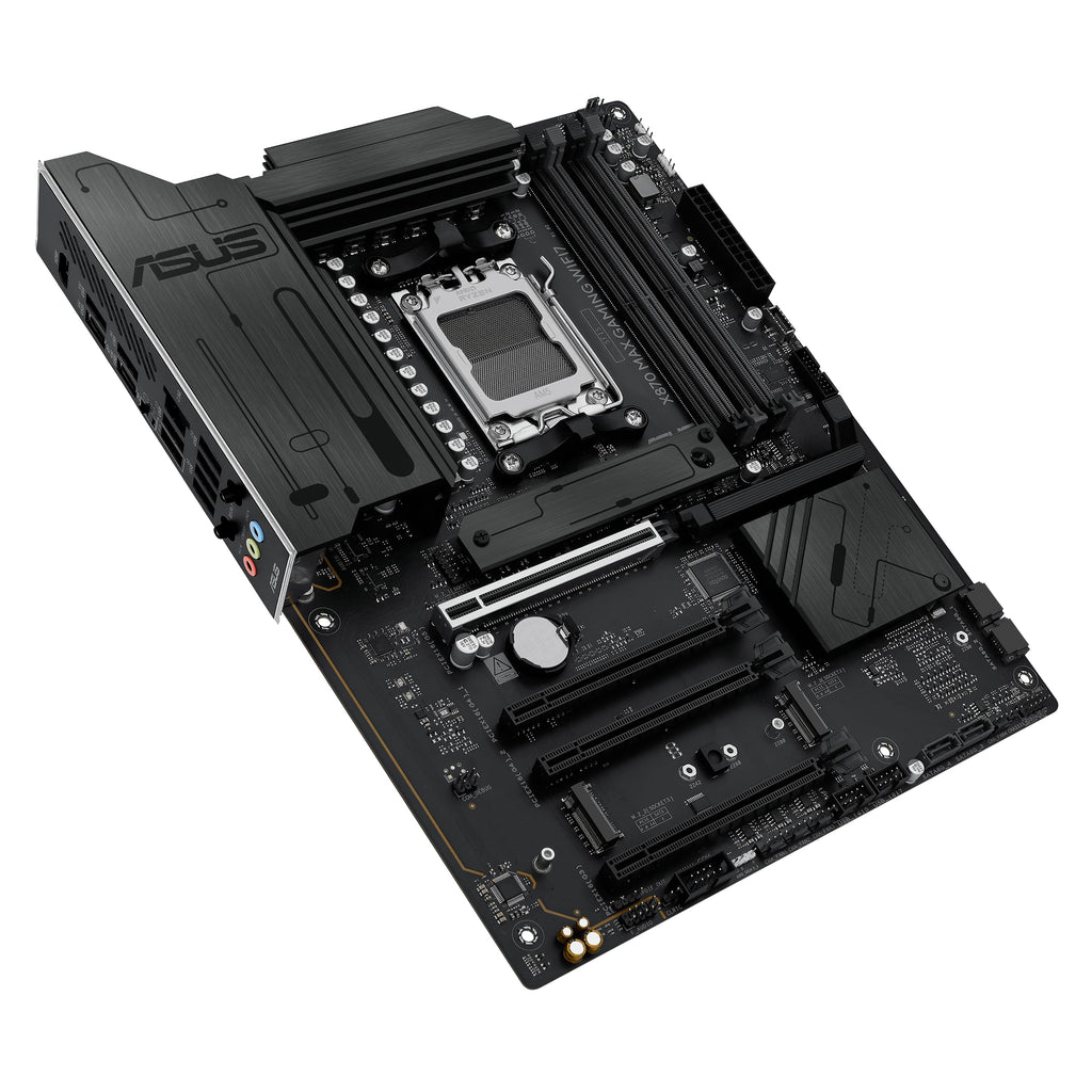 ASUS X870 MAX Gaming WIFI7 AMD AM5 ATX Motherboard, 12+2+1 80A DrMOS, DDR5, PCIe 5.0 x16 Q-Release, 3X M.2, Wi-Fi 7 Q-Antenna, 2.5Gb LAN, USB4® Type-C®, USB-C® 20Gbps, BIOS Flashback™, Aura Sync