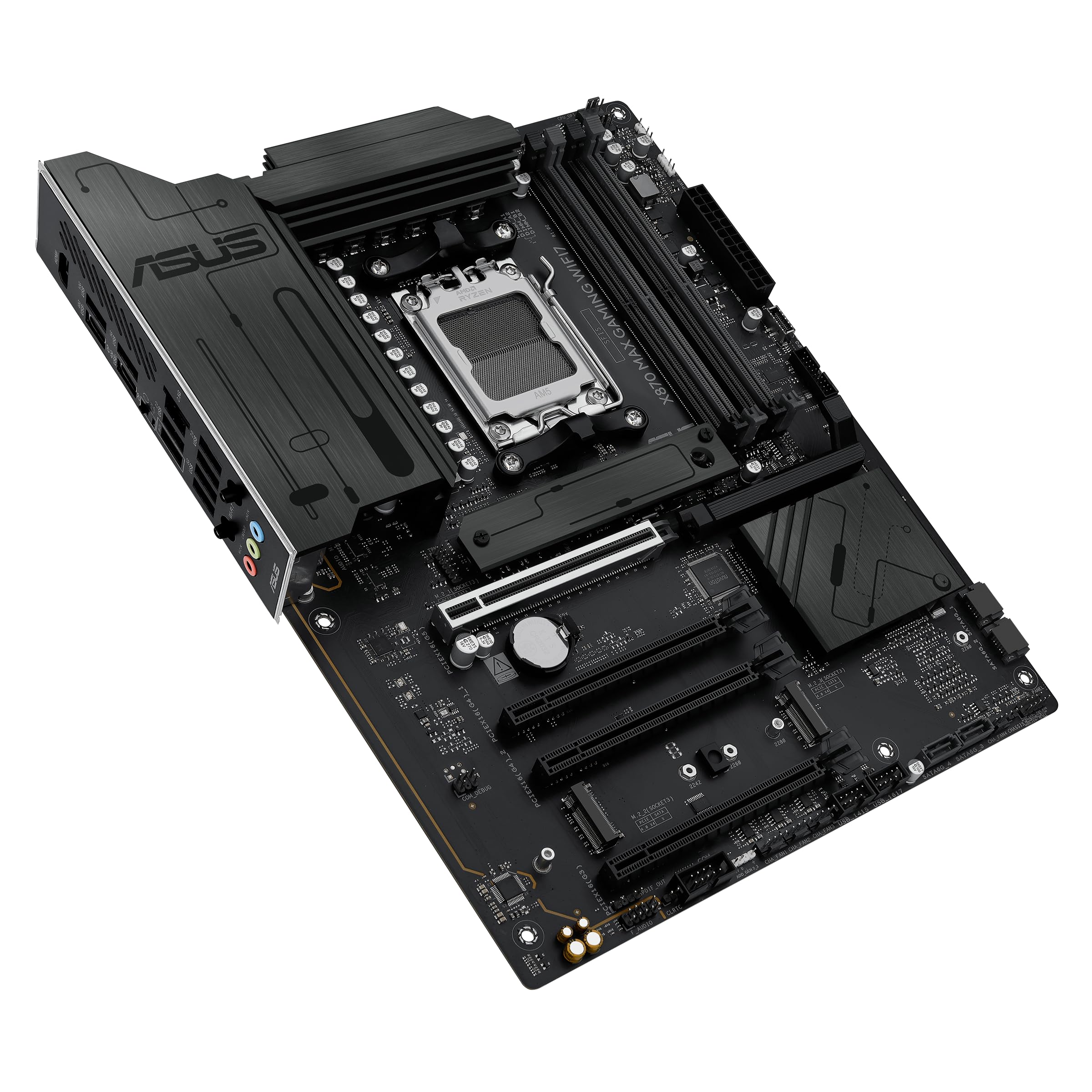 ASUS X870 MAX Gaming WIFI7 AMD AM5 ATX Motherboard, 12+2+1 80A DrMOS, DDR5, PCIe 5.0 x16 Q-Release, 3X M.2, Wi-Fi 7 Q-Antenna, 2.5Gb LAN, USB4® Type-C®, USB-C® 20Gbps, BIOS Flashback™, Aura Sync