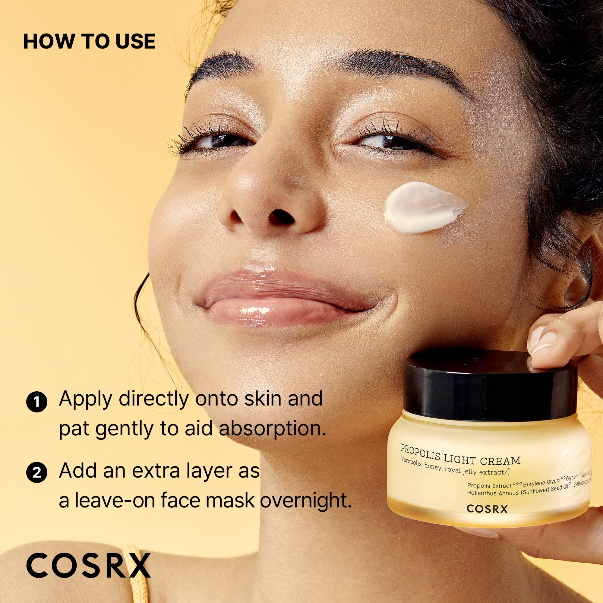 COSRX 64% Propolis Honey Lightweight Cream, Instant Golden Glow,2.19 fl.oz