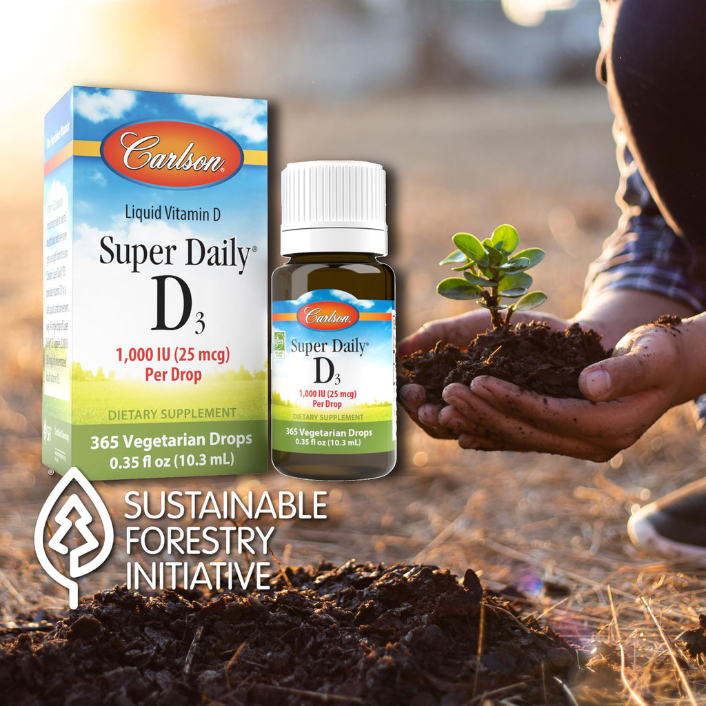 Carlson Super Daily D3, 6000 IU (150 mcg), 365 Vegetarian Drops (10.3 mL)