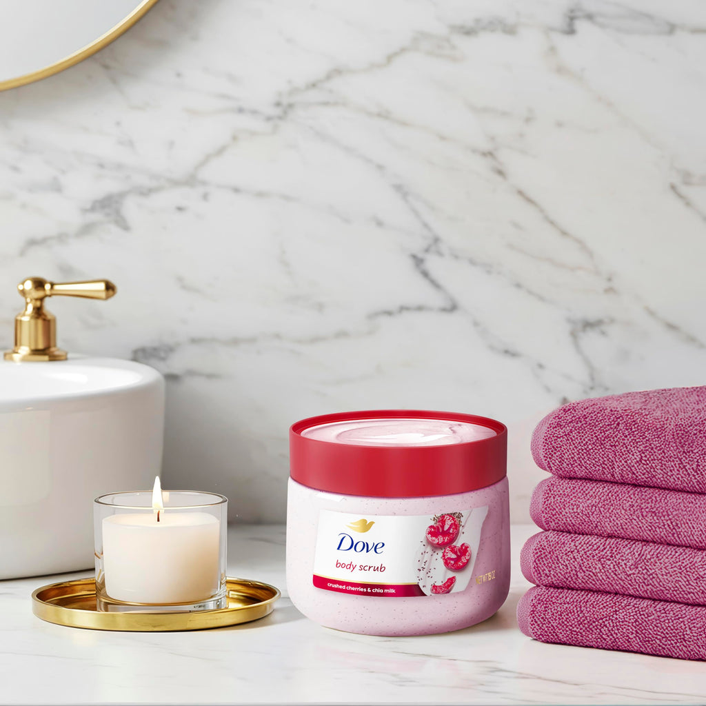 Dove Body Scrub Cherry & Chia Milk, 15 oz