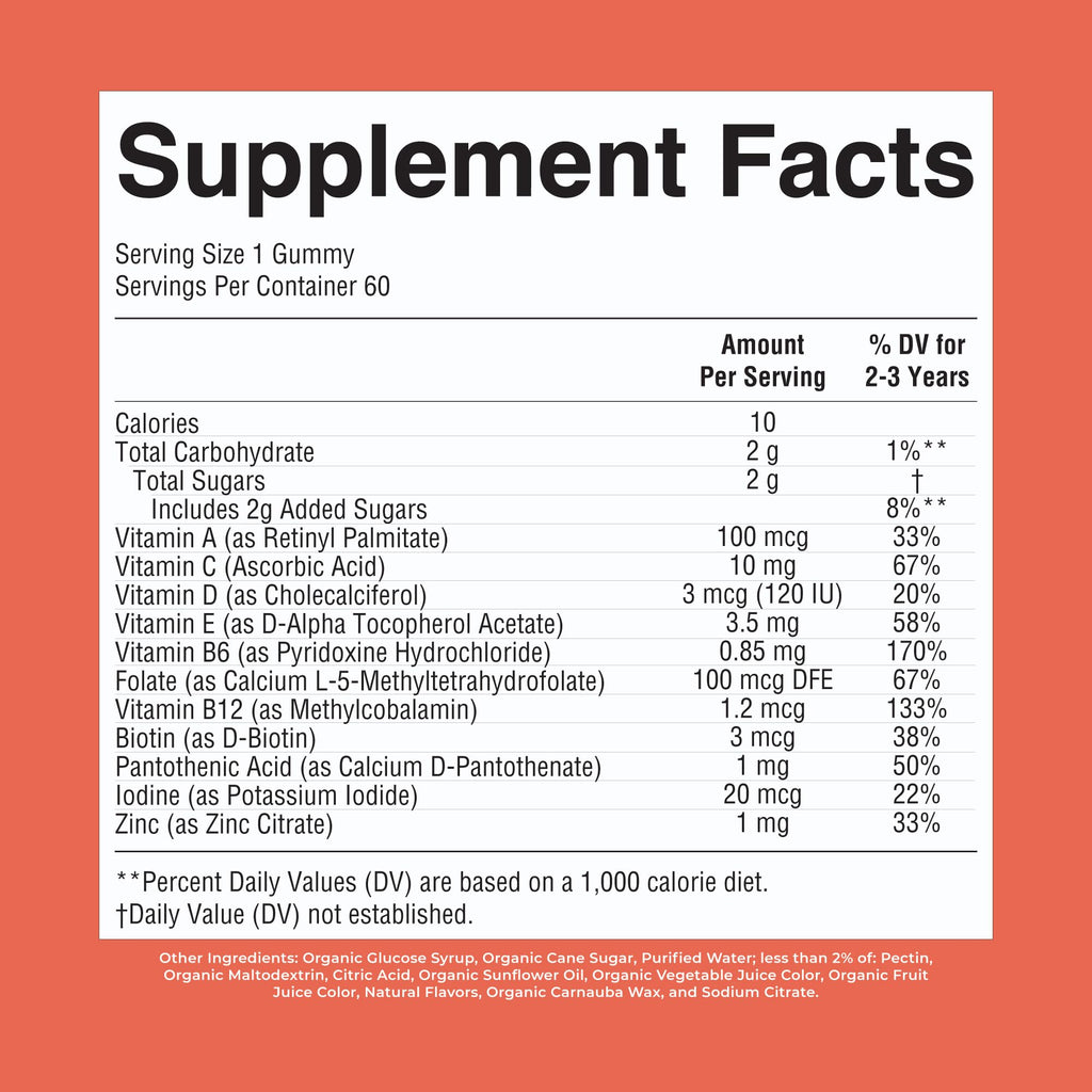 MARYRUTH'S Organic Toddler Multivitamin Gummies, 2 Month Supply, Ages 2+