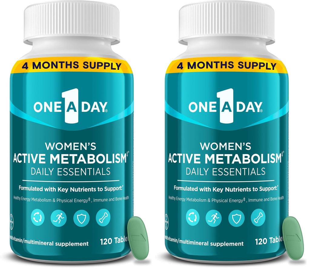 A Day Women's Active Metabolism Daily Essential,Multivitamin for Women,Metabolism Support,Vitamins for Women with All 8 B-Vitamins,Vitamin D,Magnesium & More,120 Count (Pack of 2)