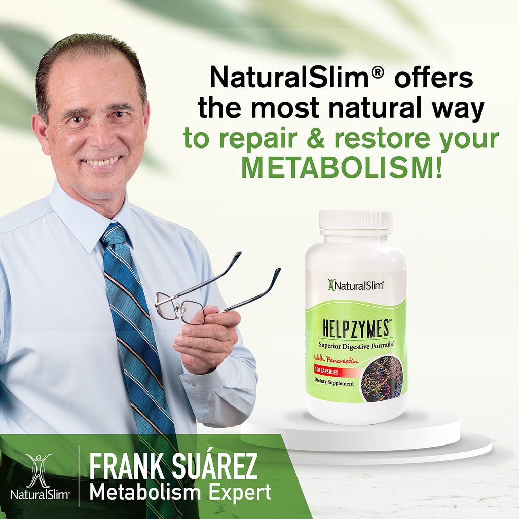 NaturalSlim Helpzymes Digestive Enzymes for Women & Men, Essential Enzymes for Digestion, Gut Health & Gas Bloating Relief with Bromelain, Ox Bile, Pancreatin & Betaine HCL, 100 Capsules – 1 Pack