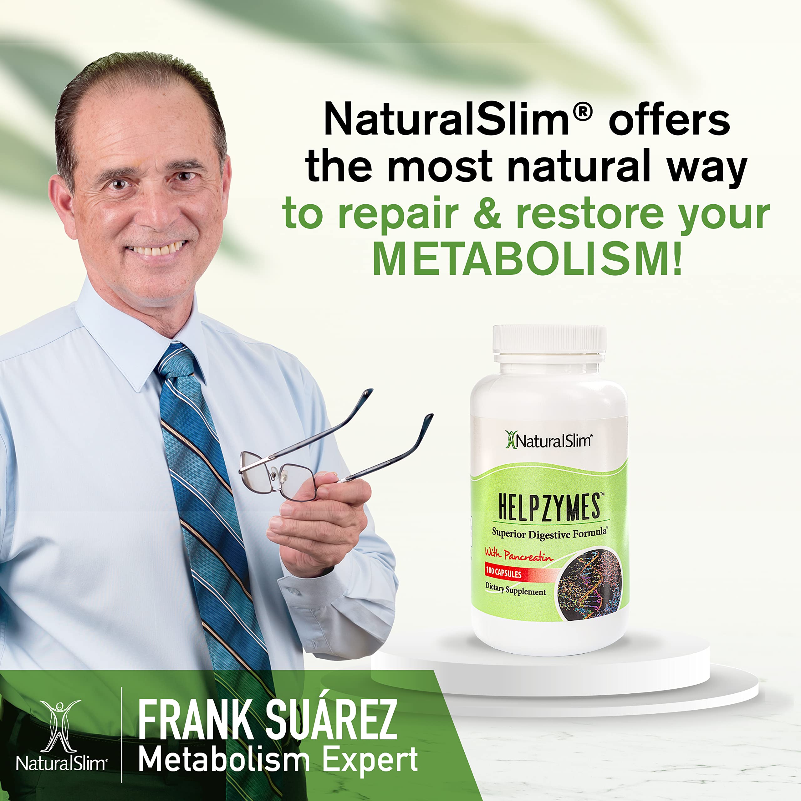NaturalSlim Helpzymes Digestive Enzymes for Women & Men, Essential Enzymes for Digestion, Gut Health & Gas Bloating Relief with Bromelain, Ox Bile, Pancreatin & Betaine HCL, 100 Capsules – 1 Pack