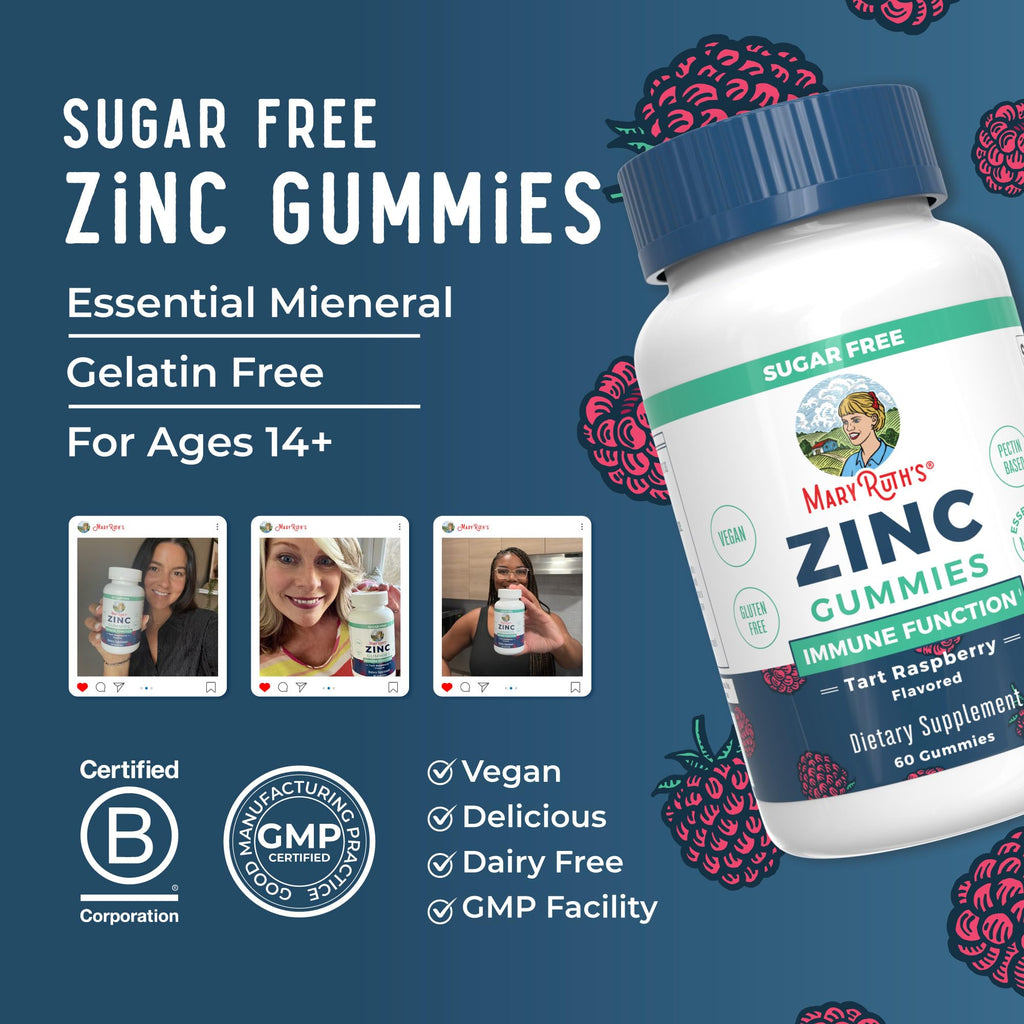 MaryRuth's Zinc Gummies, Zinc Supplements, Vegan, Pectin Based, 30 Servings