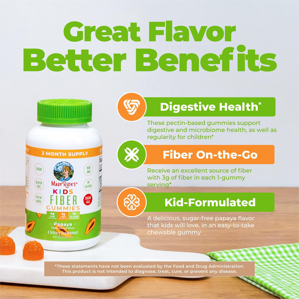 MARYRUTH'S Fiber Gummies for Kids, Sugar Free, 60 Count, 2 Month Supply