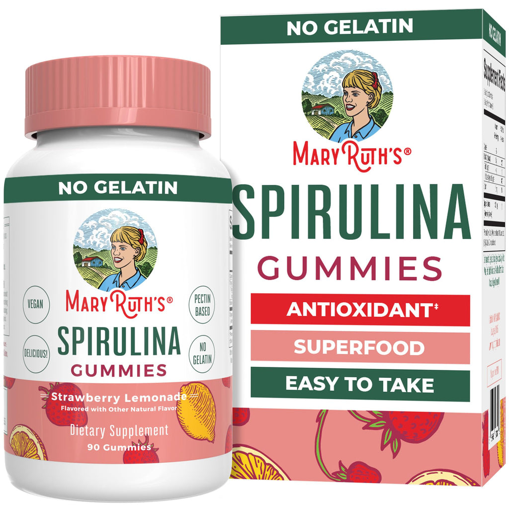 MARYRUTH'S Spirulina Gummies Made with Organic Spirulina, 90 Count, Vegan