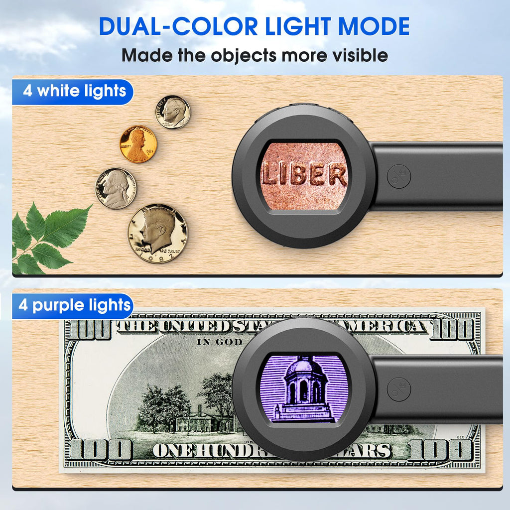 Pocket Digital Microscope Magnifying Glass with Light for Kids and Adults