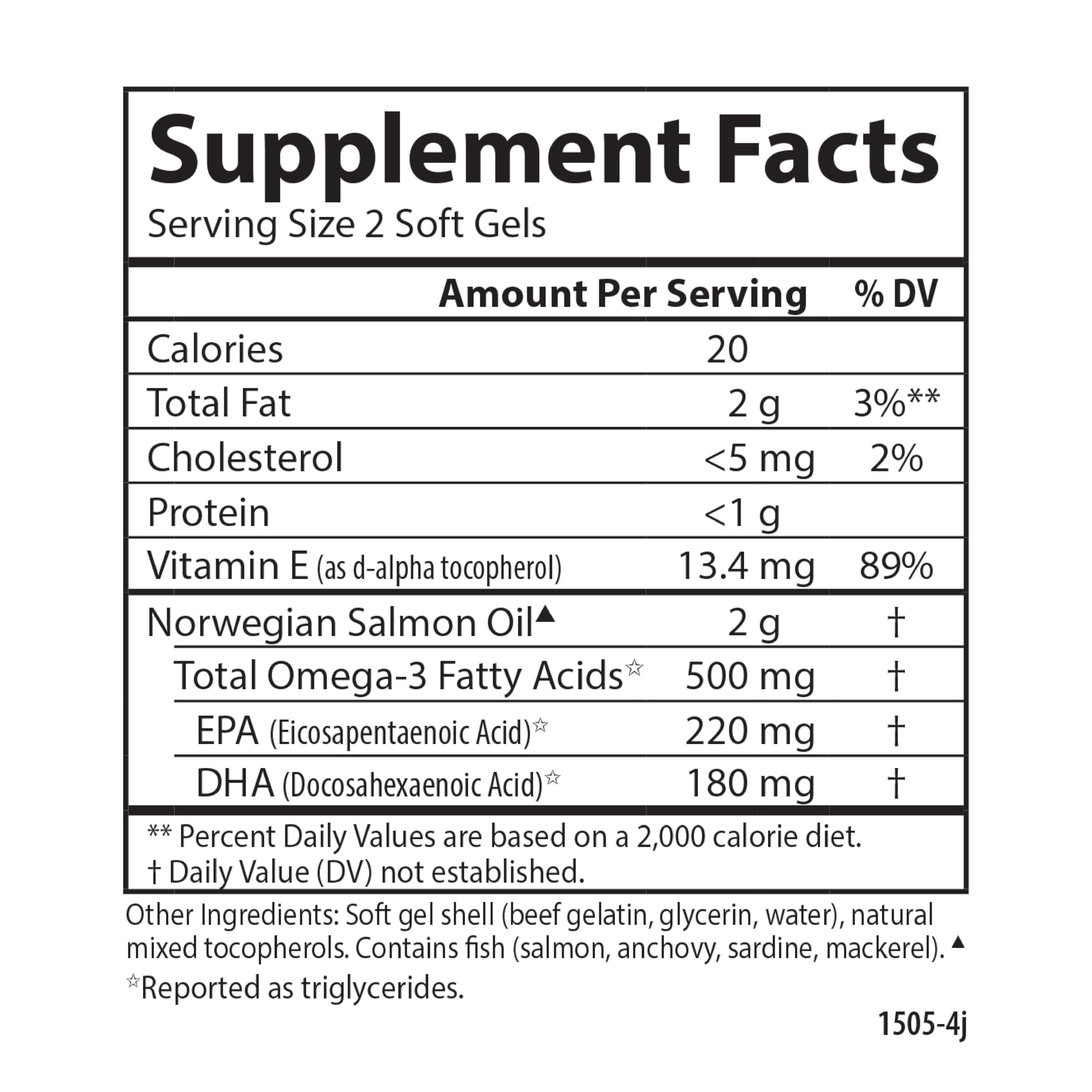Carlson Salmon Oil, 500 mg, Omega-3s, Sustainably Sourced, 300 Softgels