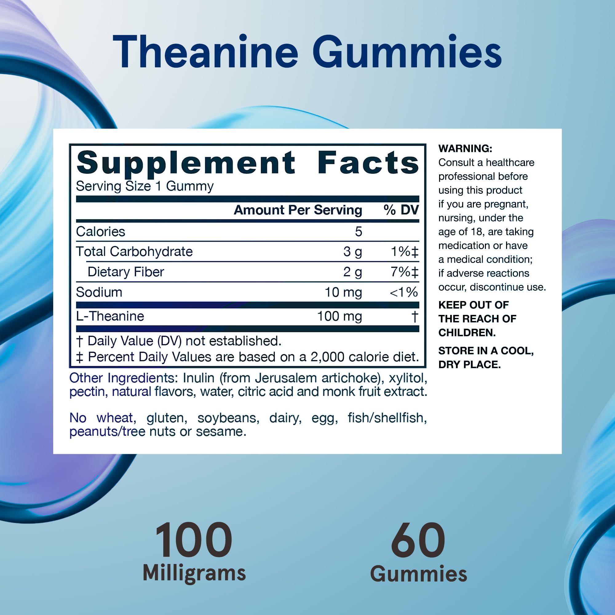 Jarrow Formulas® Theanine 100 mg Gummies, Dietary Supplement That Promotes Calmness, 60 Apple-Flavored Gummies, 60 Day Supply