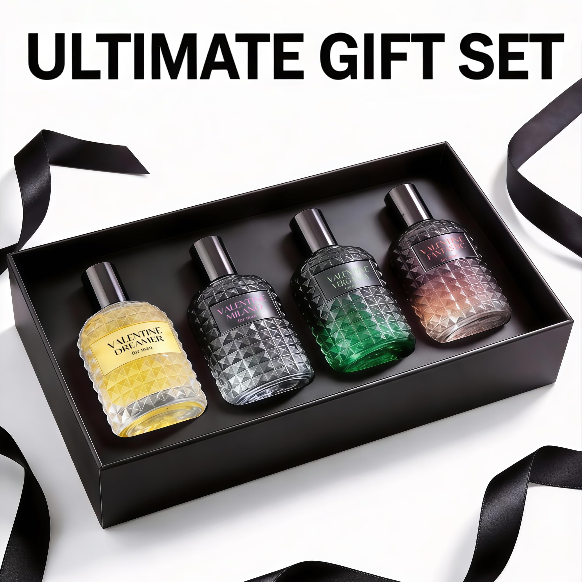 A CENTER Valentine Cologne 4pcs/50ml*4 Eau de Parfum Set for Men Floral&Woody Fragrance Combo Men's Gift Box