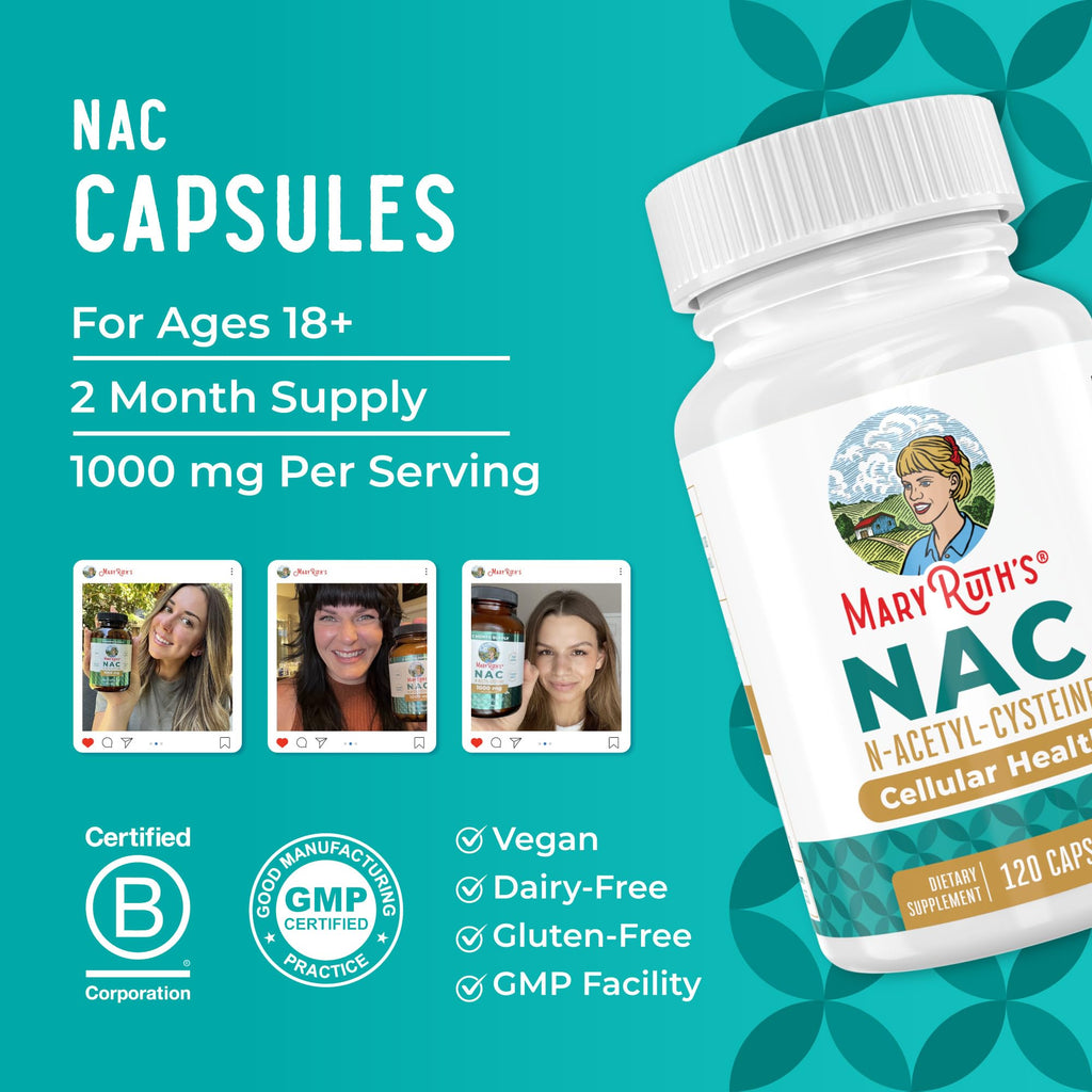 MARYRUTH'S NAC Supplement N-Acetyl Cysteine Capsules, Glutathione Precursor