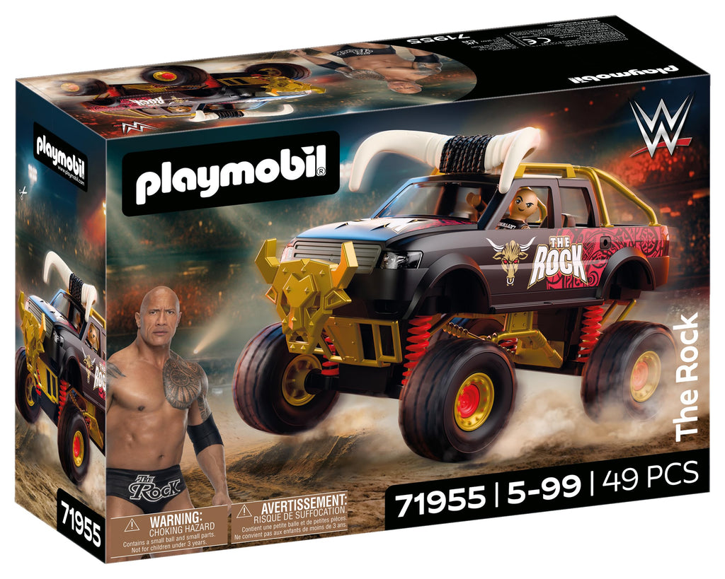 Playmobil | WWE | WWE The Rock Monster Truck | Monster Truck with Suspension, Horns & The Rock Figure | for Fans Aged 5+ | 71955