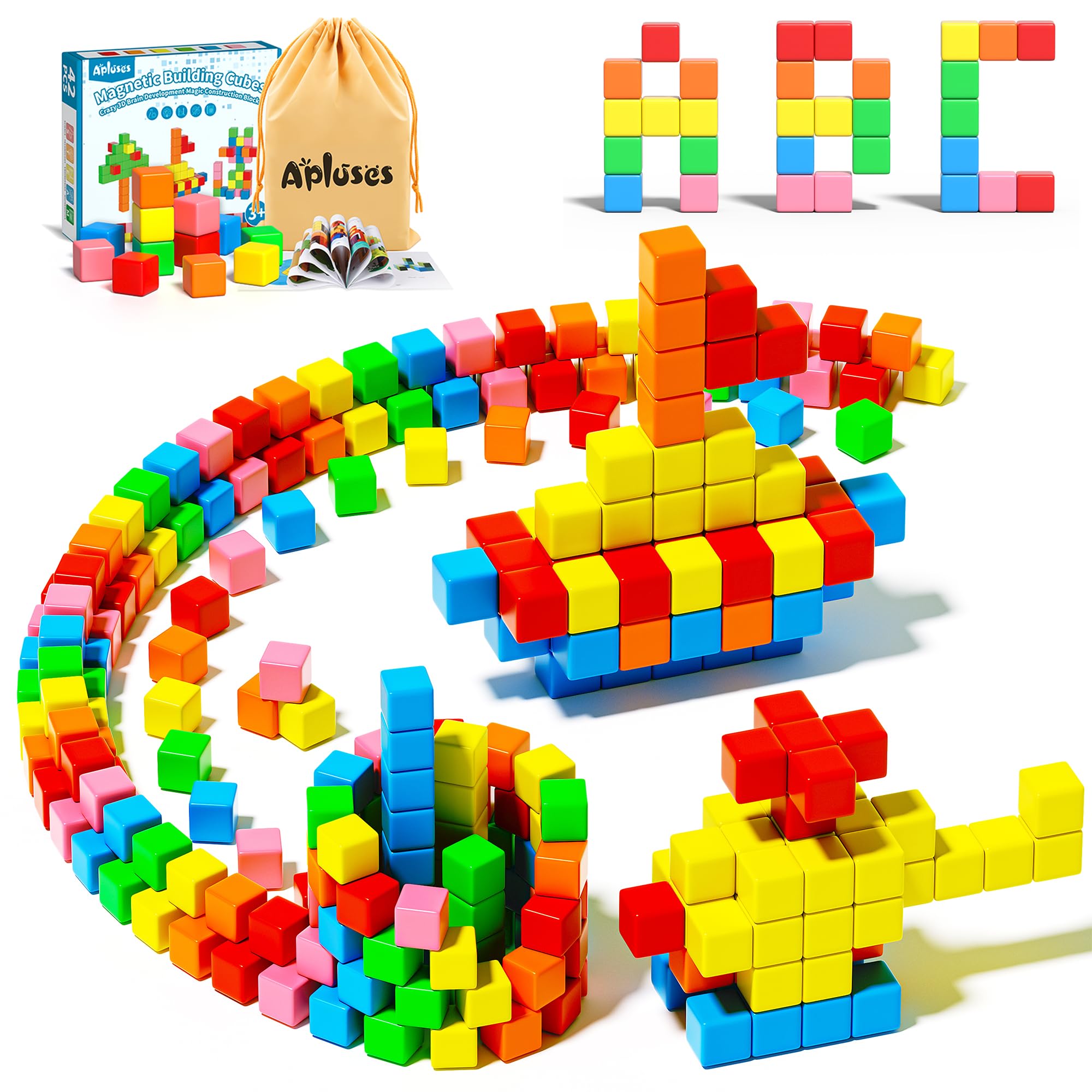 Apluses 42PCS Magnetic Blocks, Gifts for 3 4 5 6 Year Old, Magnet Building Blocks for Kids, Girls & Boys, Sensory - Montessori - Autism - Magnetic Toys for Kids Ages 3-5 4-8