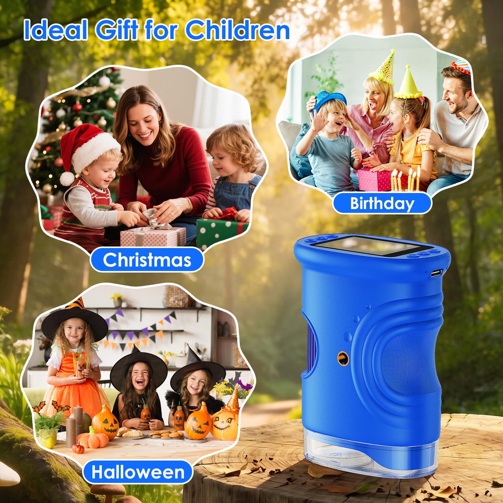 4K 1000X Handheld Digital Microscope for Kids with 2.0" IPS Screen(Blue)
