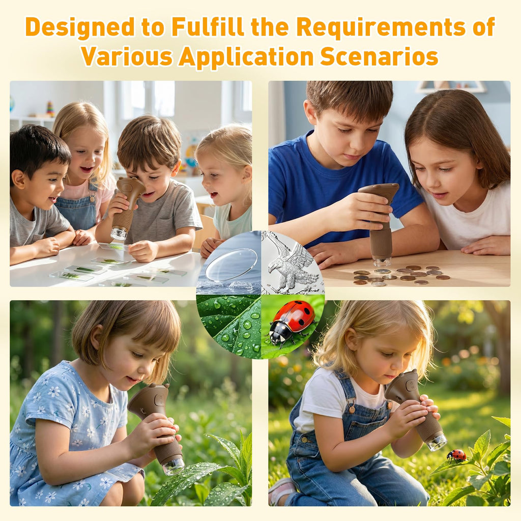 4K 1000X Digital Microscope for Kids with 2.0" IPS Screen(Yellow)