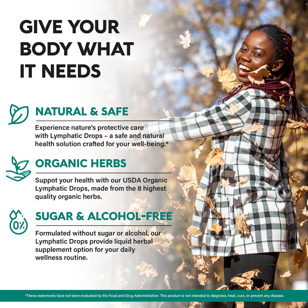 USDA Organic Lymphatic Drainage Supplement - Echinacea | Elderberry | Dandelion | Rosehip | Cleavers | Calendula | Burdock - Lab Tested - Lymph System Drops - Immune Support, Cleanse & Detox, 4 fl oz