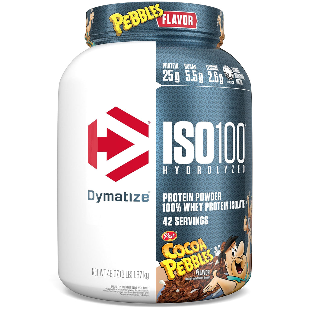 Dymatize ISO100 Hydrolyzed Protein Powder, 100% Whey Isolate, 25g of Protein, 5.5g BCAAs & ISO100 Hydrolyzed Protein Powder, 100% Whey Isolate, Dunkin' Glazed Donut Flavor