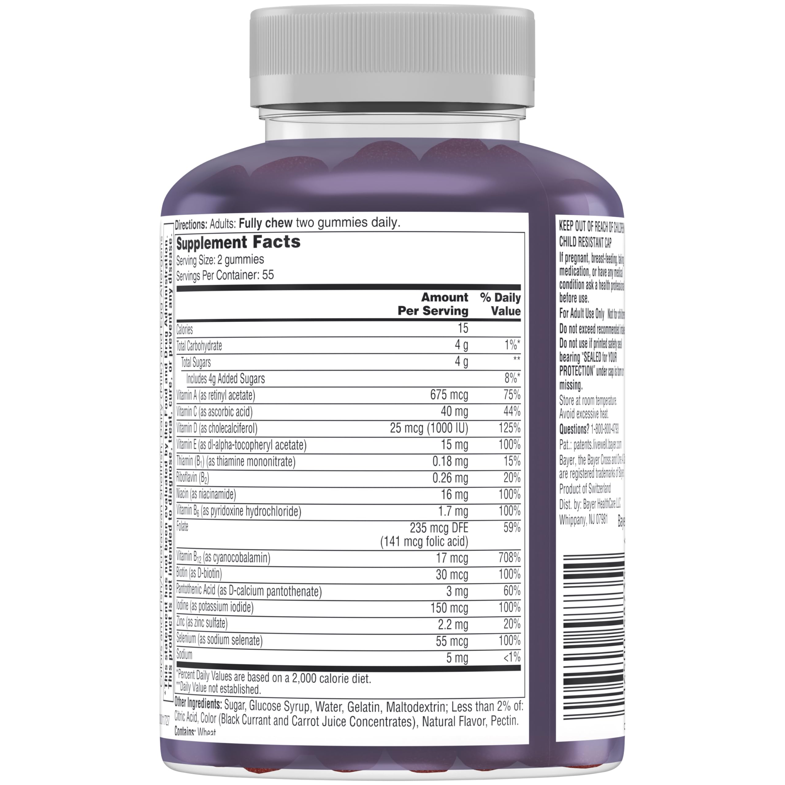 One A Day Men’s 50+ Gummies, Advanced Multivitamin For Men with Brain Support and Immunity Support, Vitamins For Men with Super 8 B Vitamin Complex, 110 Count