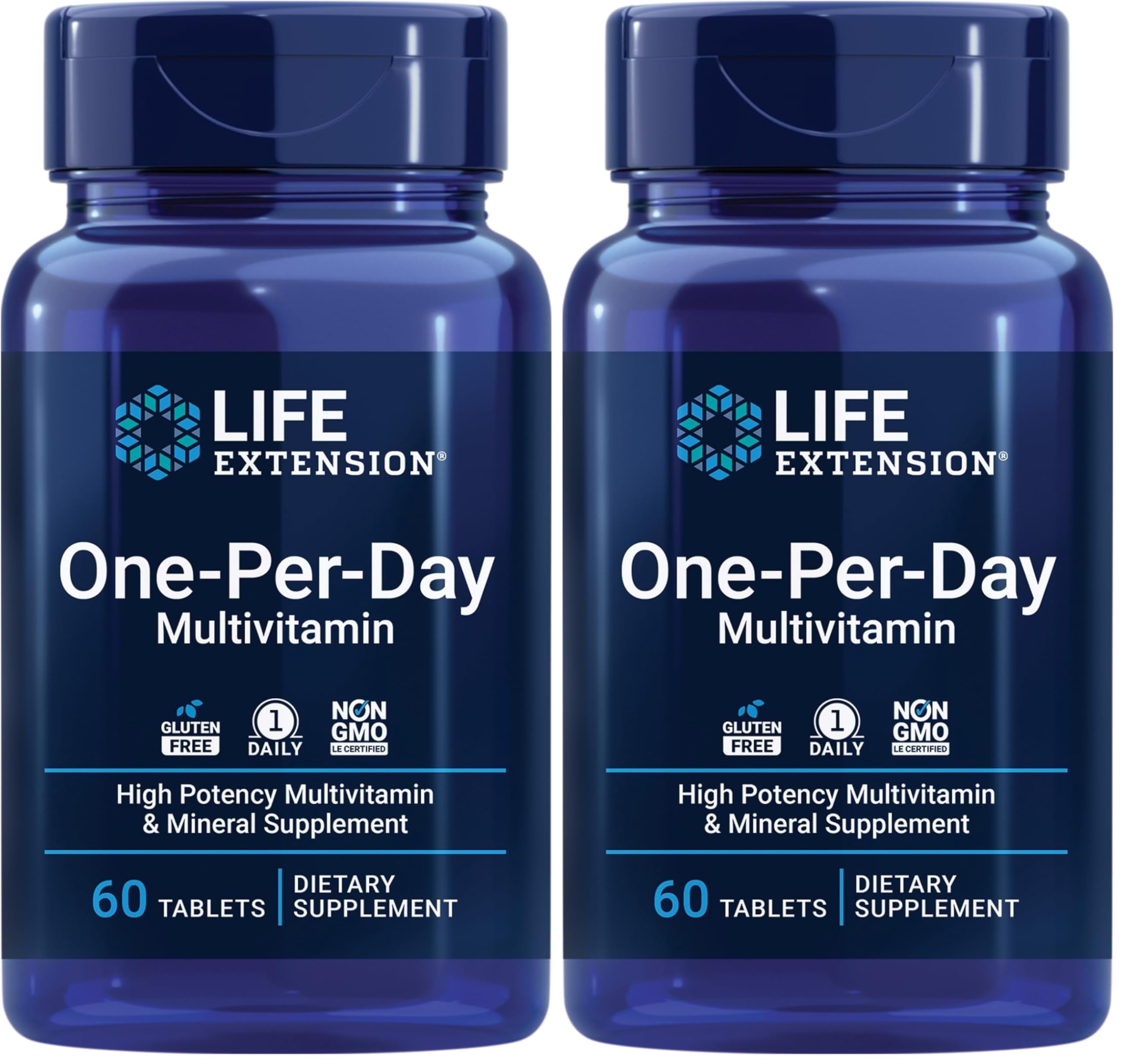 Life Extension One-Per-Day Multivitamin – Packed with Over 25 Vitamins, Minerals & Plant Extracts, Quercetin, 5-MTHF Folate & More – 1-Daily, Non-GMO, Gluten-Free – 60 Tablets (Pack of 2)