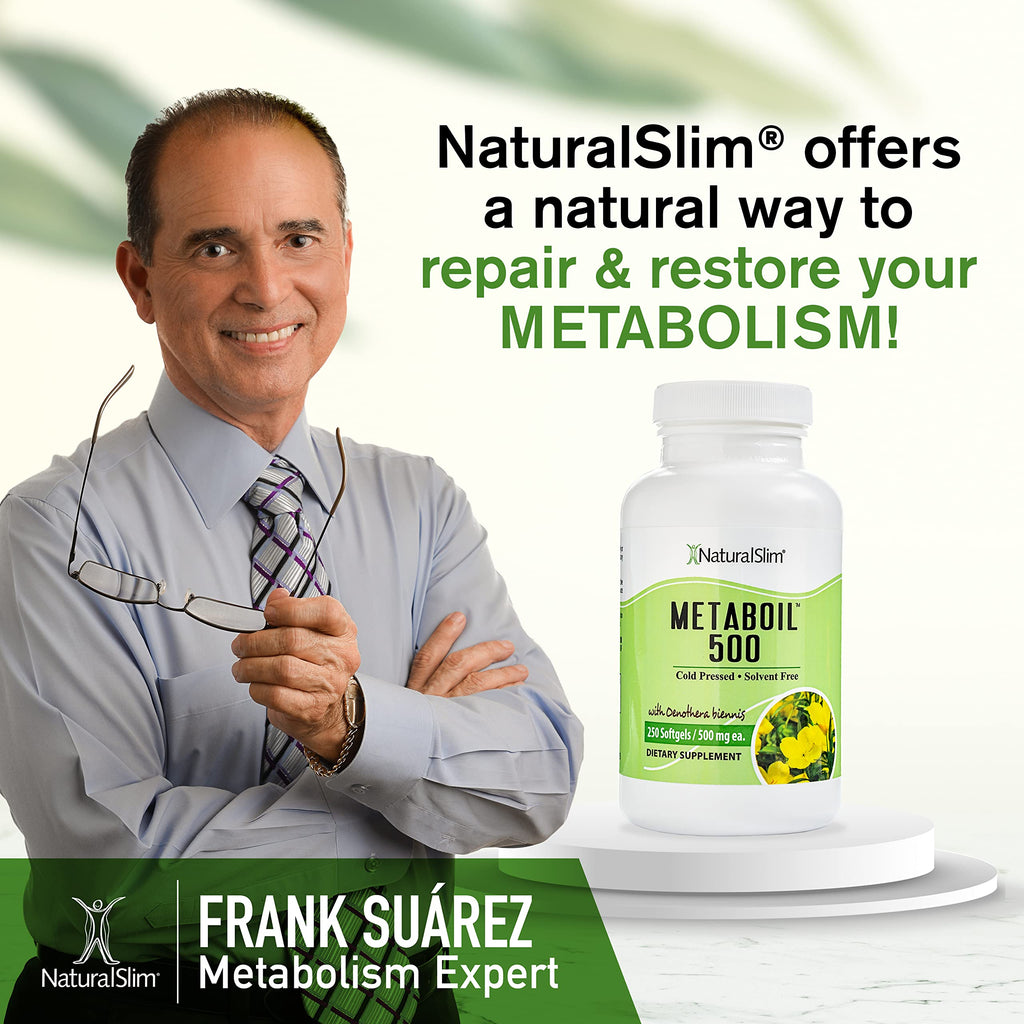 NaturalSlim Evening Primrose Oil for Women 1500mg from Cold Pressed Oil - Metaboil 500 GLA Supplement Gamma Linolenic Acid for Women’s Health, Metabolism, Heart & Skin Health - 270 Softgels - 2 Pack