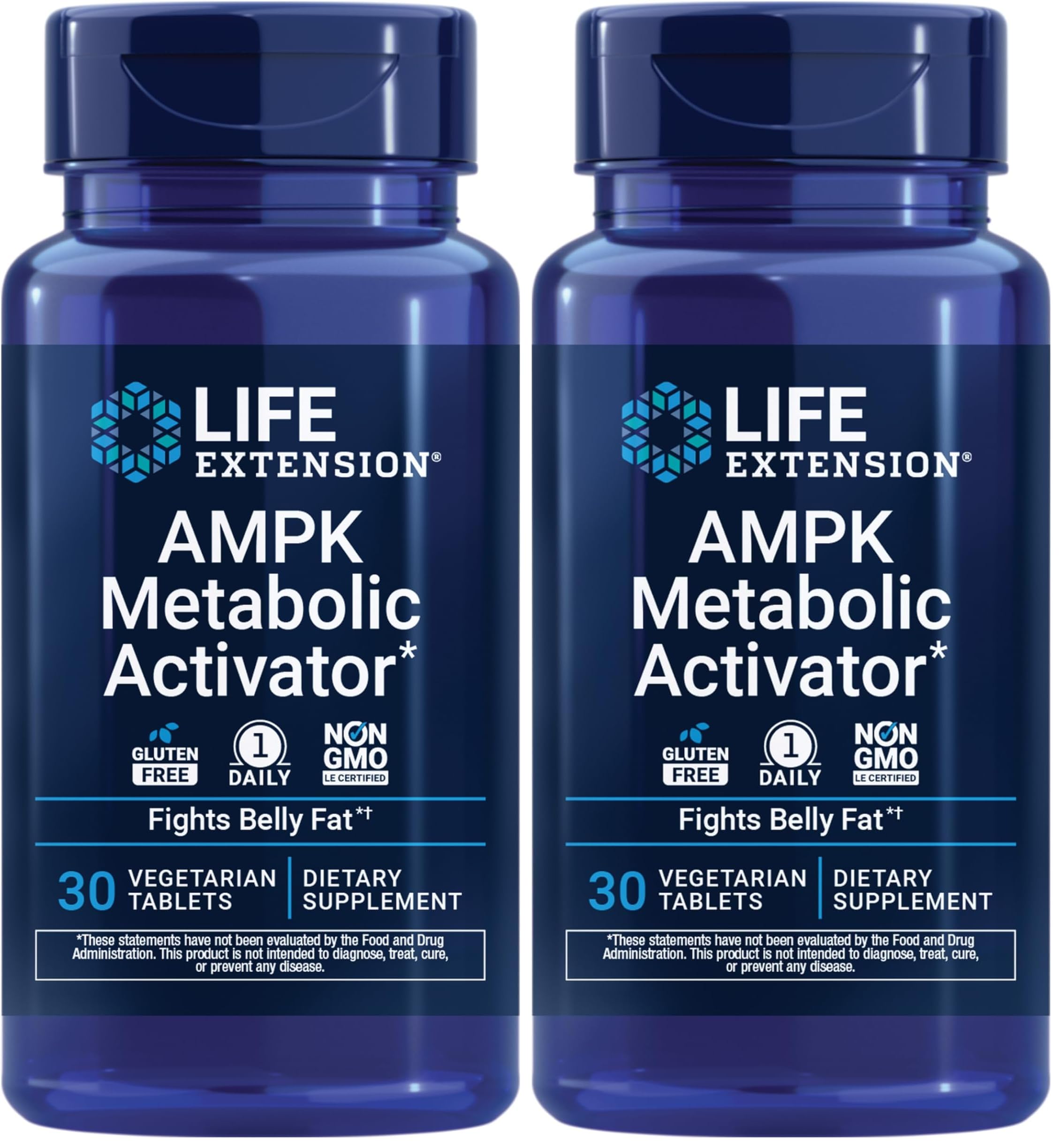 Life Extension AMPK Metabolic Activator*, Hesperidin, G. pentaphyllum, Fight unwanted Belly Fat, Target Overall Fat, Gluten-Free, Vegetarian, 1-Daily, Non-GMO, 30 Tablets (Pack of 2)