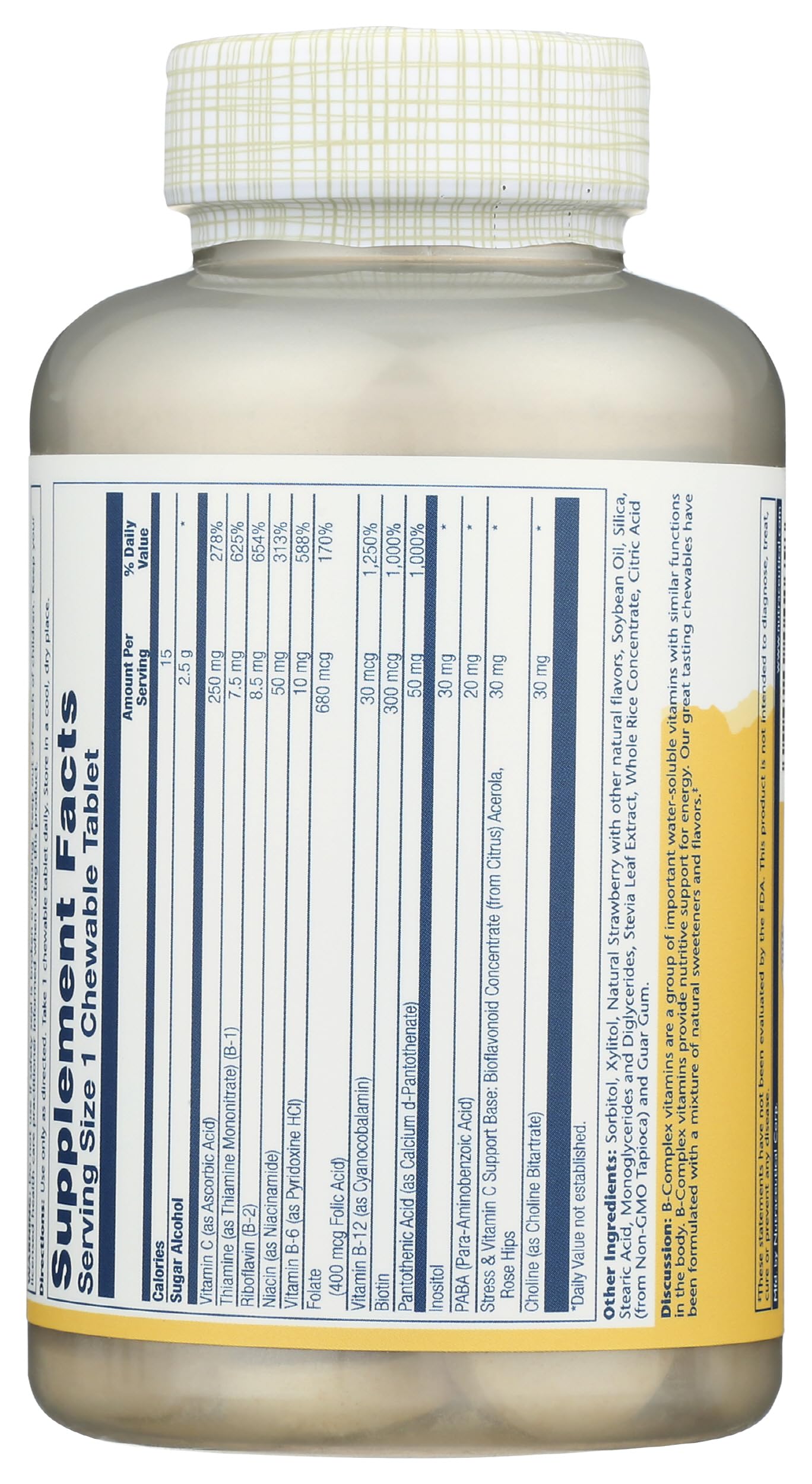 SOLARAY Vitamin B-Complex Chewables, Strawberry, Healthy Energy, Red Blood Cell, Stress & Metabolism Support, 50 Tablets