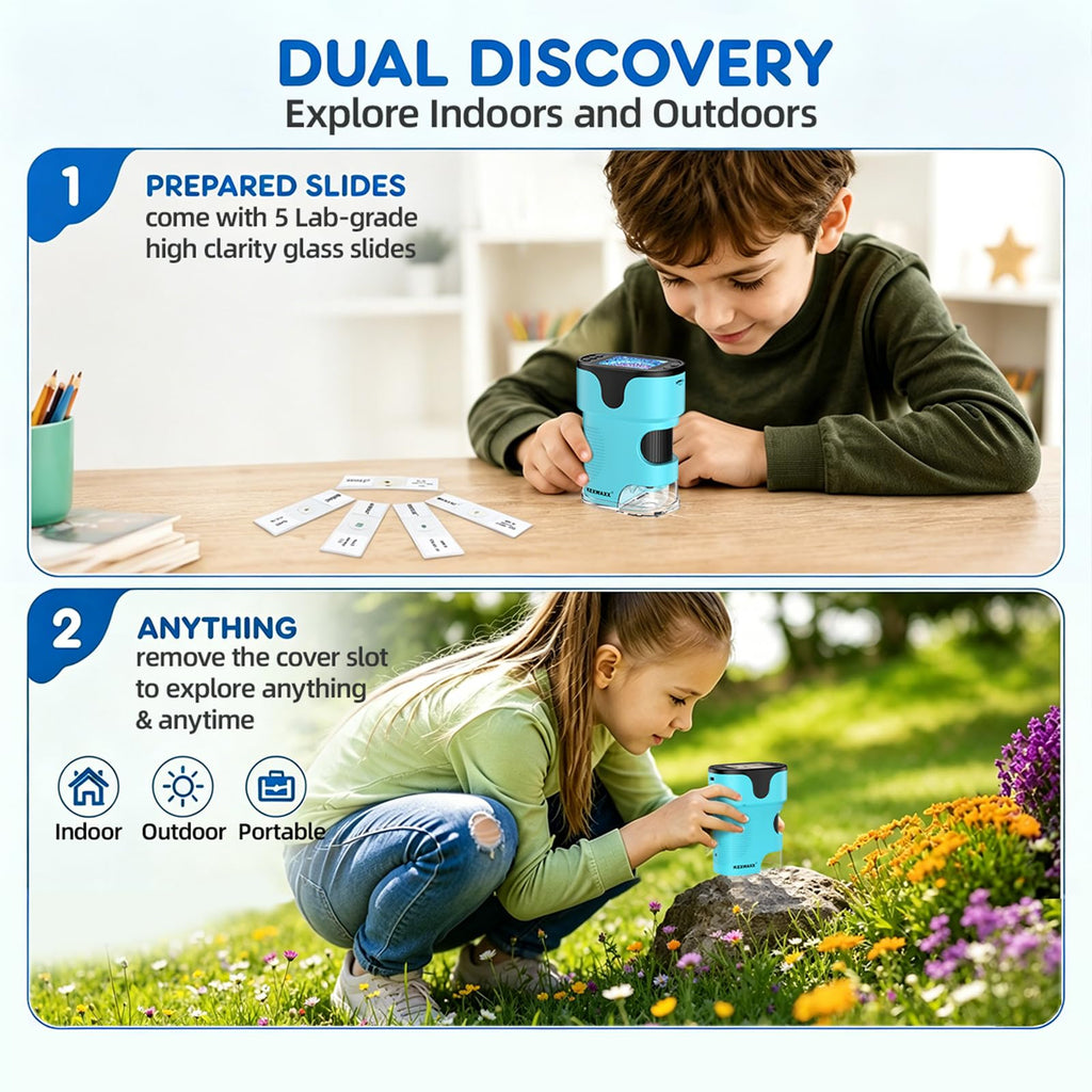 Kids Digital Handheld Microscope with Screen: Science Toy Gifts, Ages 4-12