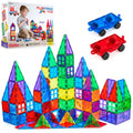 Playmags Magnetic Tiles for Kids 100-Piece Set, STEM Educational Building Blocks Toys for Kids, Includes Click-in ABC Learning Tiles, Gift for Boys & Girls, Add on Magnetic Figures, Car Set Available