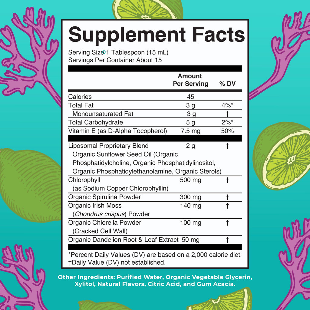 MARYRUTH'S Sea Moss with Spirulina and Chlorella Liposomal, 15 Servings