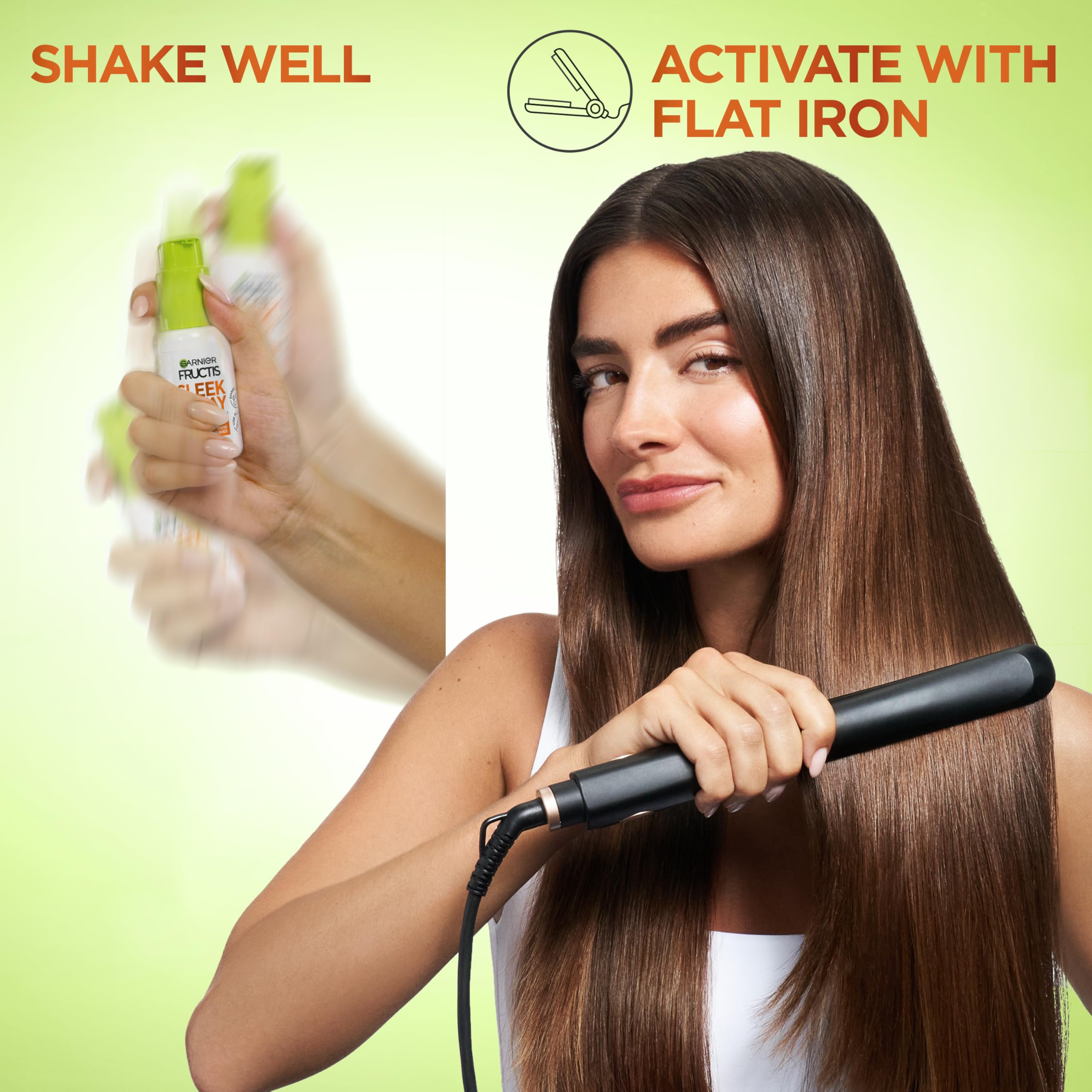 Garnier Fructis Sleek and Shine Sleek and Stay Hair Serum for Frizzy, Dry Hair, Heat Protectant Formulated with Alpha Silane, 1.7 Fl Oz(Packaging May Vary)