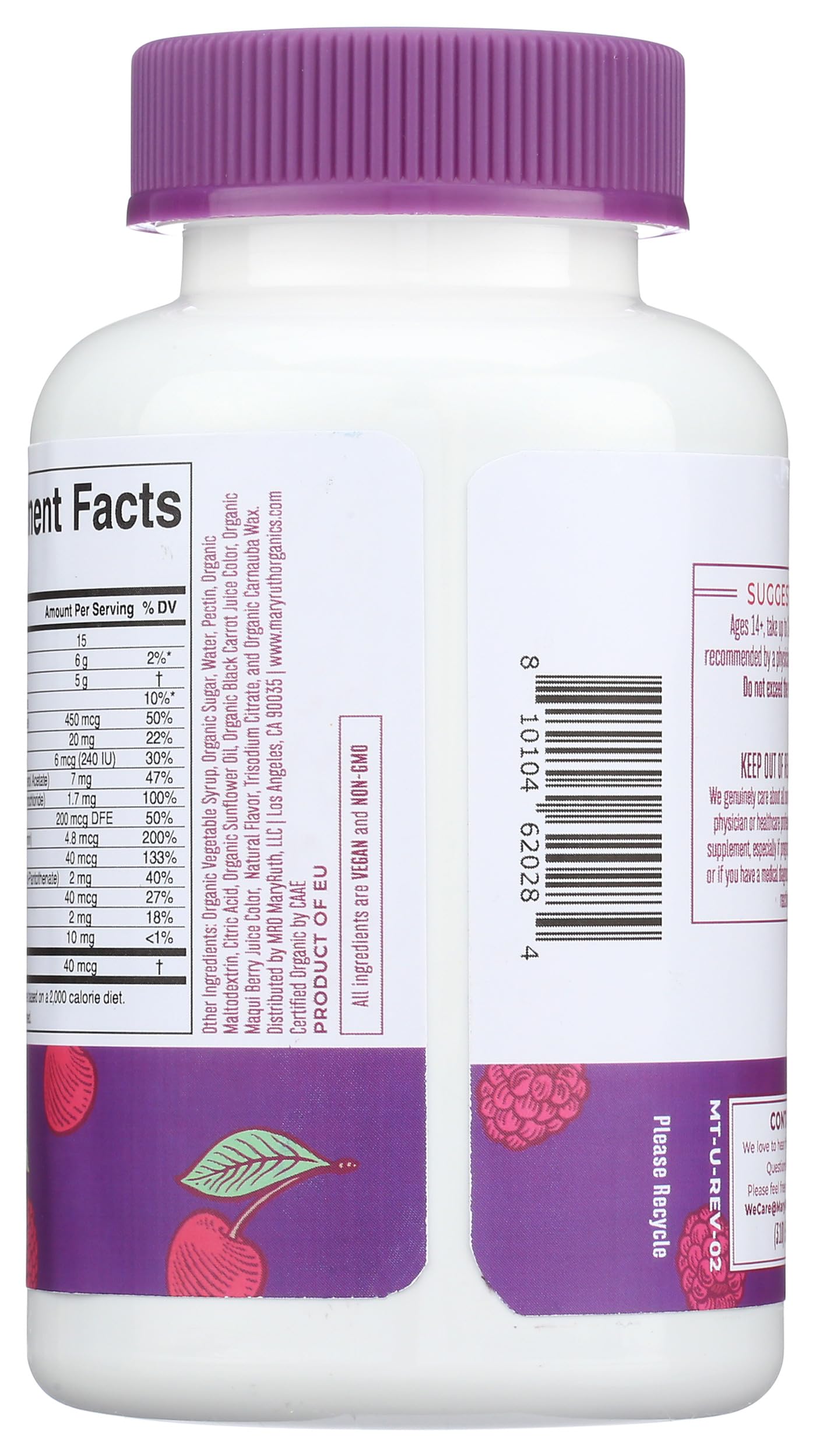 MARYRUTH'S Organic Men's Multivitamin Gummies, Vegan, Non-GMO, 60 Count