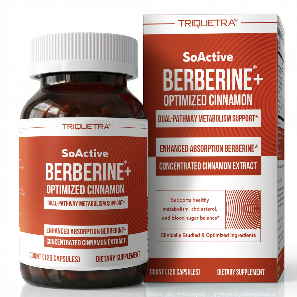 SoActive Berberine + Optimized Cinnamon, 9.6x Enhanced Absorption, Clinically Studied Dose, Patented Berbervis® Phytosome + Cinnulin PF®, Dual-Pathway Metabolism & Cellular Energy Support (120 Caps)