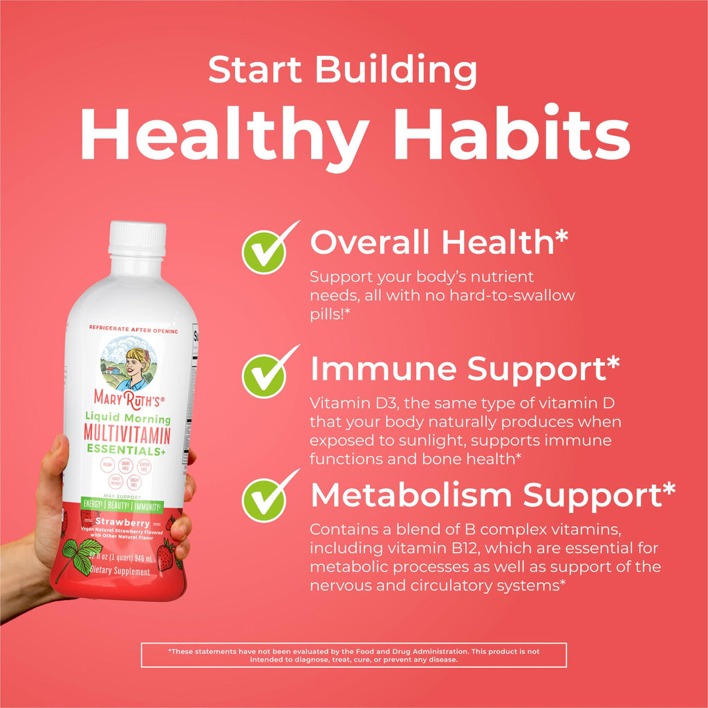 MARYRUTH'S Liquid Morning Multivitamin (Strawberry) & Liquid Nighttime Multimineral (Pineapple) | Clean Label Project Verified® | Vitamins & Magnesium for Energy, Bedtime, & Overall Health | Vegan