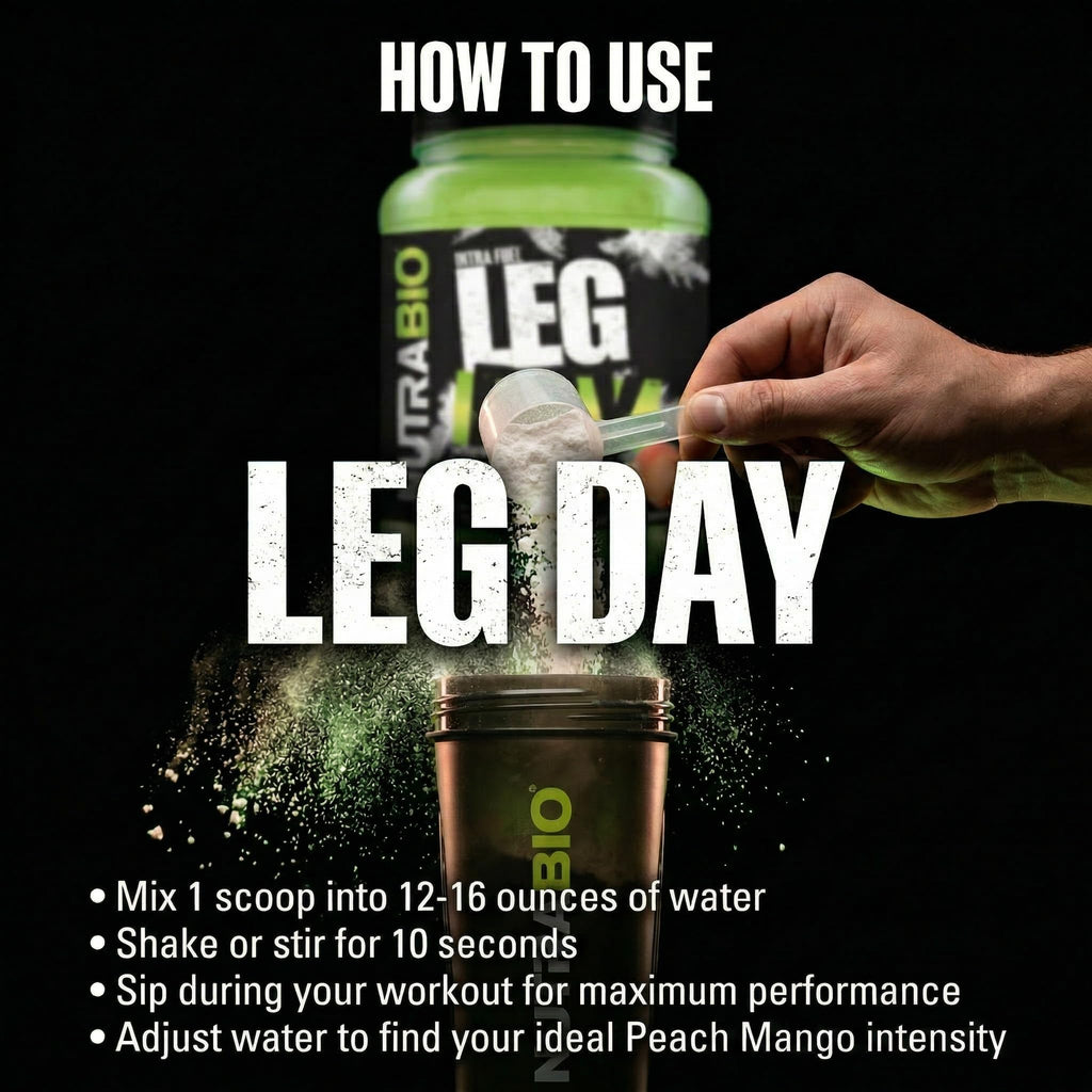 NutraBio Leg Day Intra Workout Powder - Advanced Carb Supplement with Cluster Dextrin & Electrolytes - Carb Powder with EAAs/BCAAs - Cyclic Dextrin for Performance - Peach Mango - 20 Servings