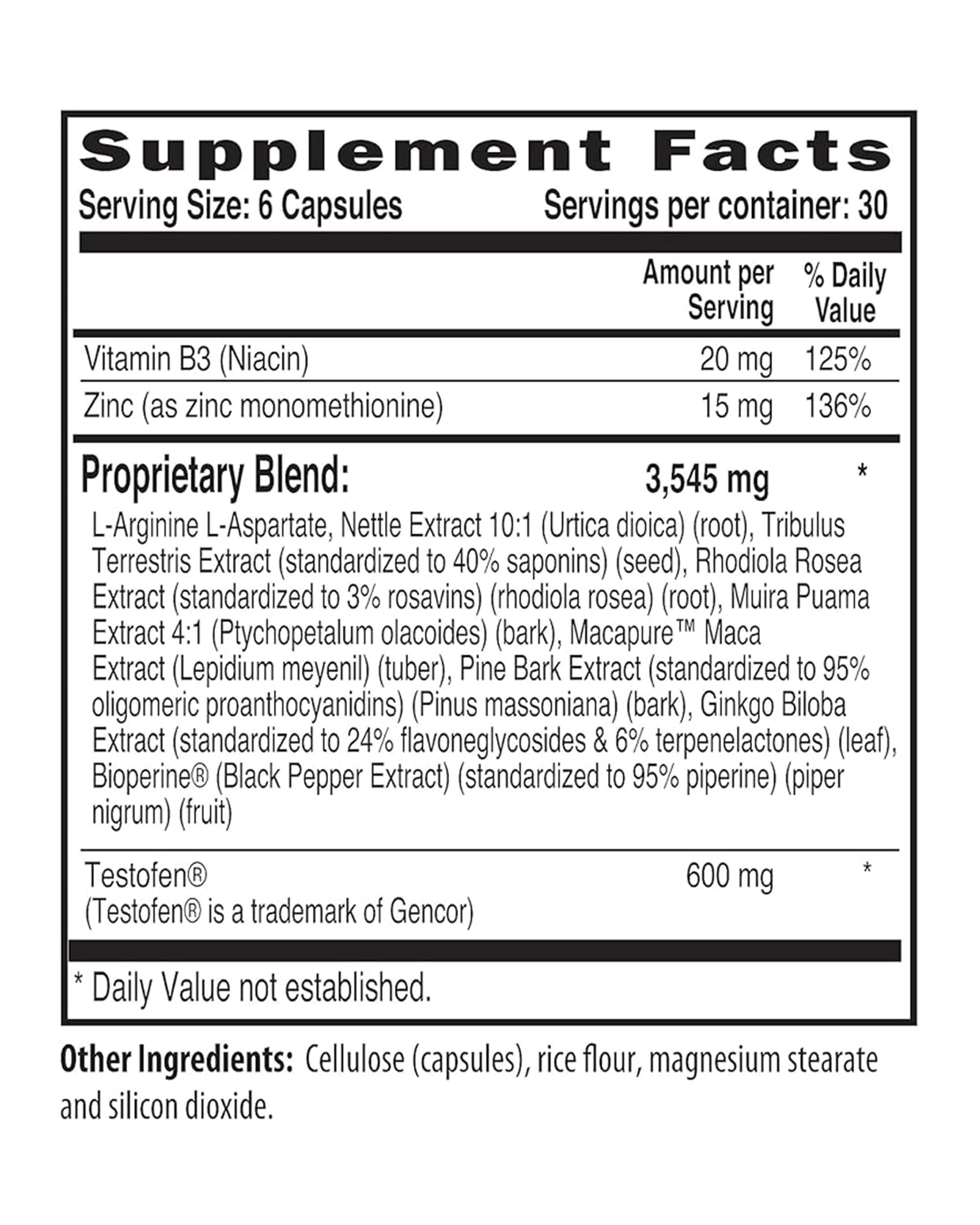 NaturalSlim Natural Testosterone Booster for Men - Male Enhancing Supplement with Ginkgo Biloba, L Arginine, Zinc, Vitamin B3, & Testofen for Energy, Muscle Builder & Metabolism - 180 Capsules