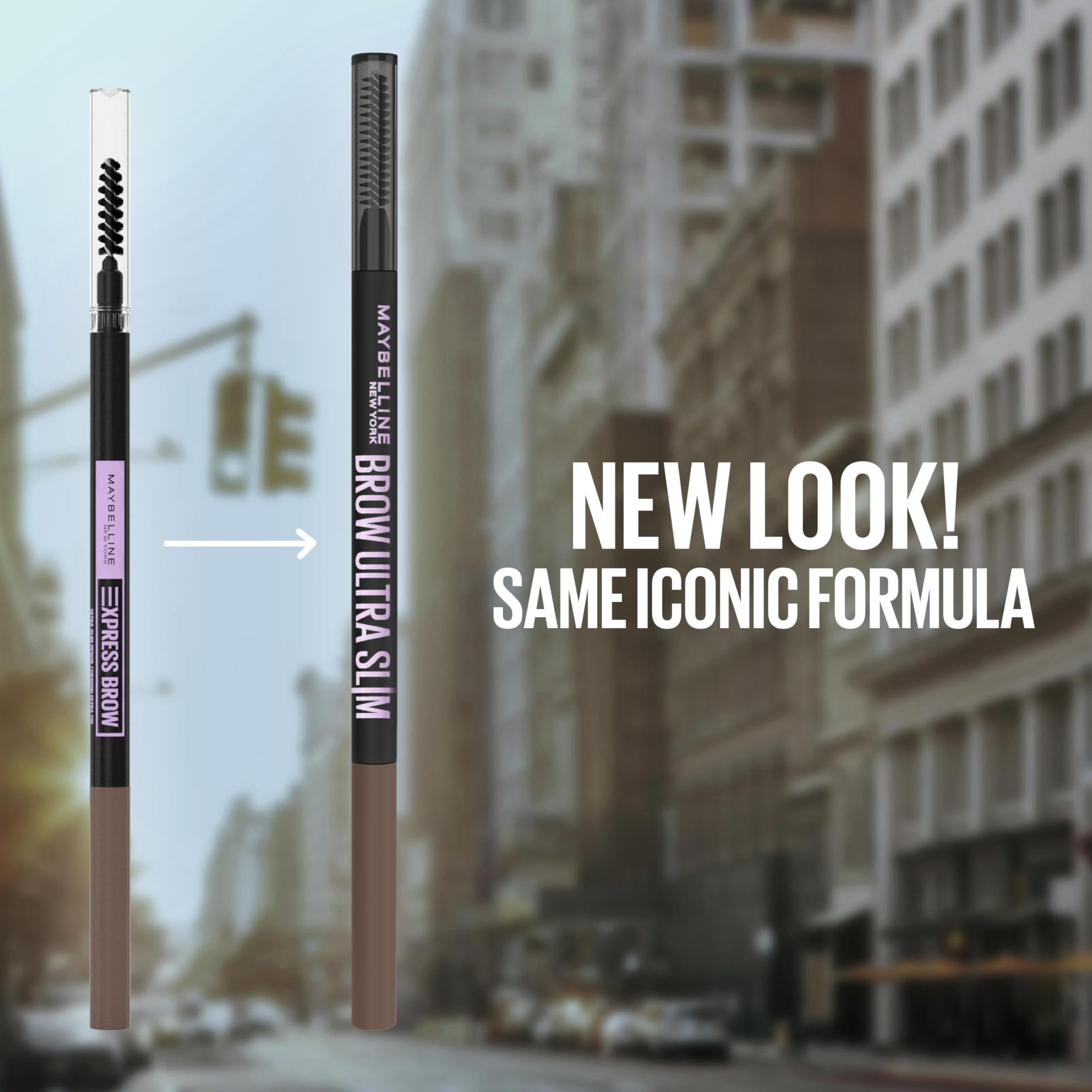 Maybelline Express Brow Ultra Slim Eyebrow Makeup, Brow Pencil with Precision Tip and Spoolie for Defined Eyebrows, Black, 1 Count