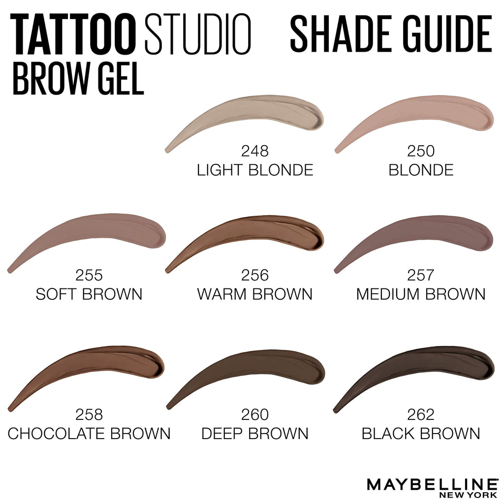 Maybelline TattooStudio Waterproof Eyebrow Gel Makeup, Soft Brown, 1 Count