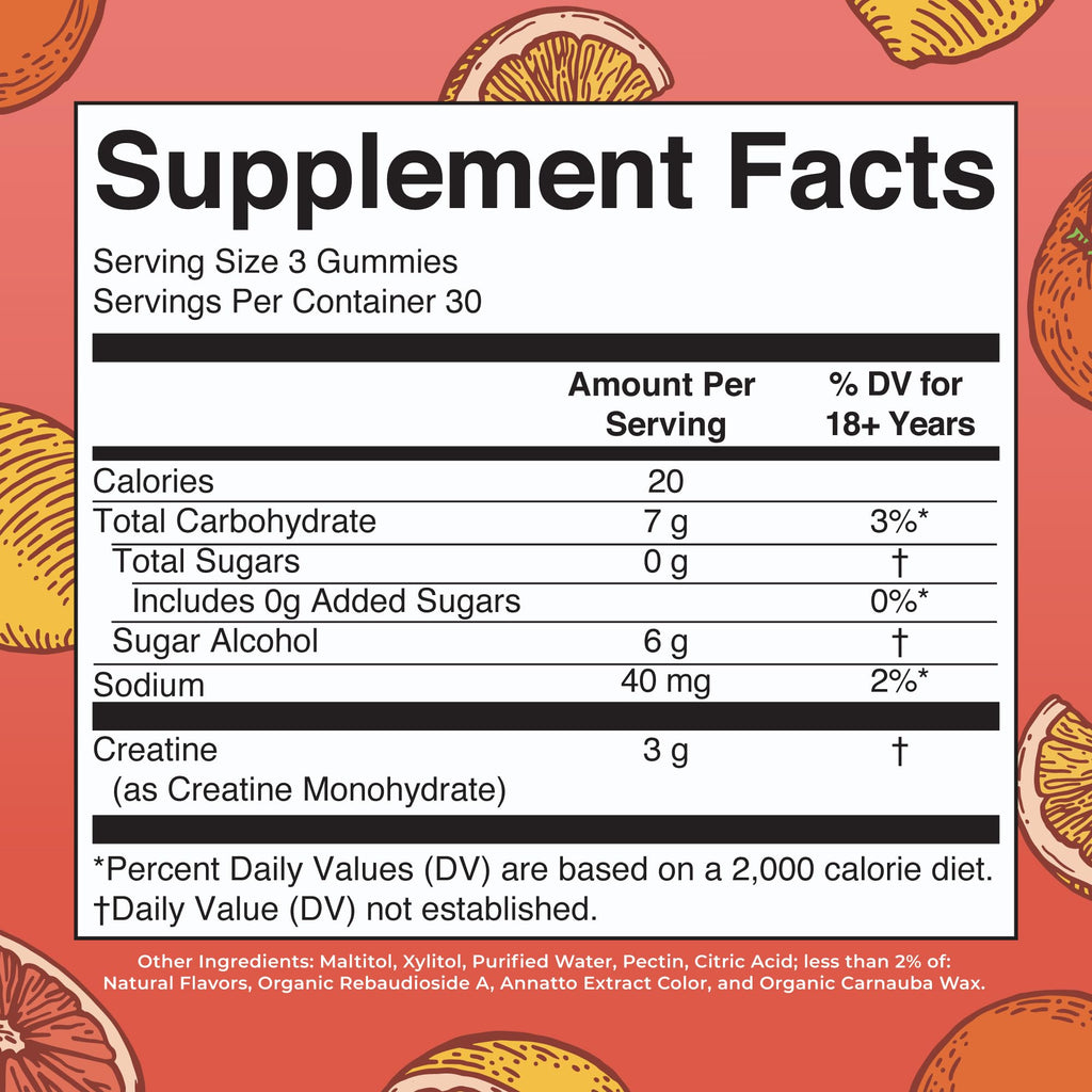 MaryRuth's Creatine Gummies | Creatine Monohydrate Gummies | 3g Creatine Per Serving | Creatine for Women & Men | Tangerine Citrus Flavor | Exercise | Workout | Sugar Free | Vegan | 90 Count