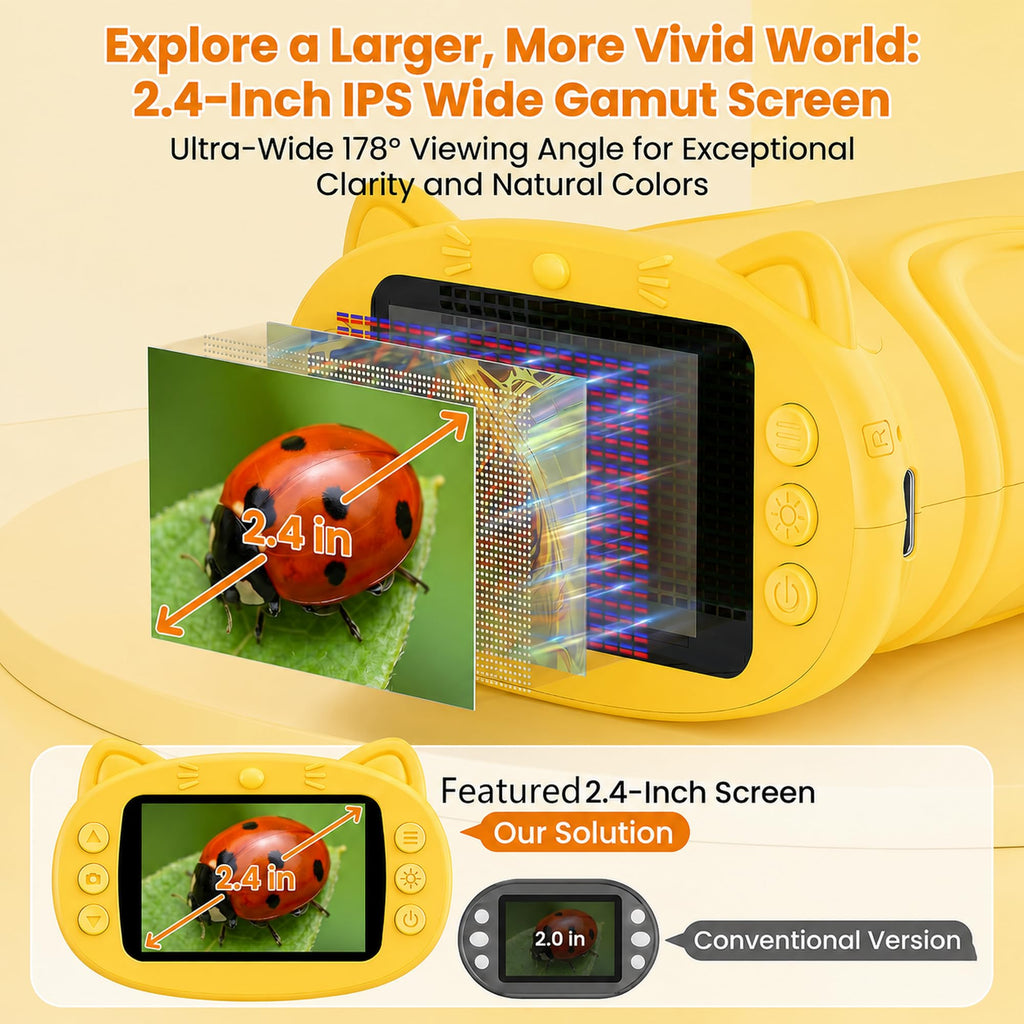 OAEBLLE Kids Microscope, 4K 1000X Zoom, 2.4" Screen, STEM Toy for Ages 4-8
