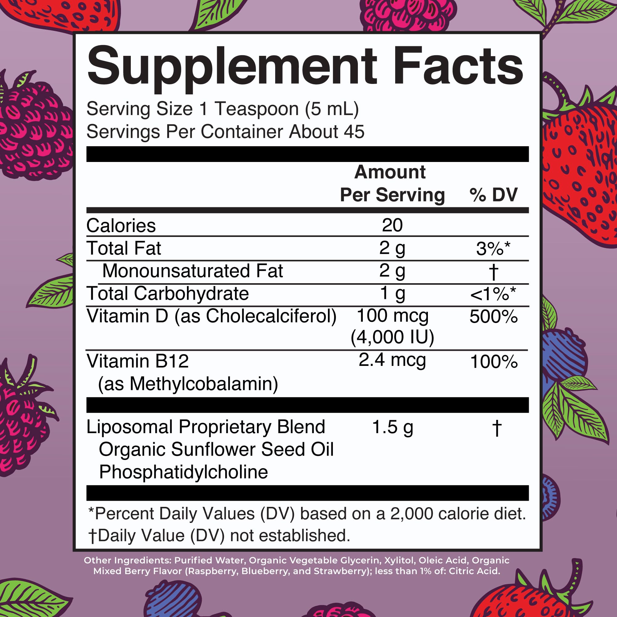 MARYRUTH'S Megadose Vitamin D3 Liposomal, Vitamin D 4000 IU, 45 Servings