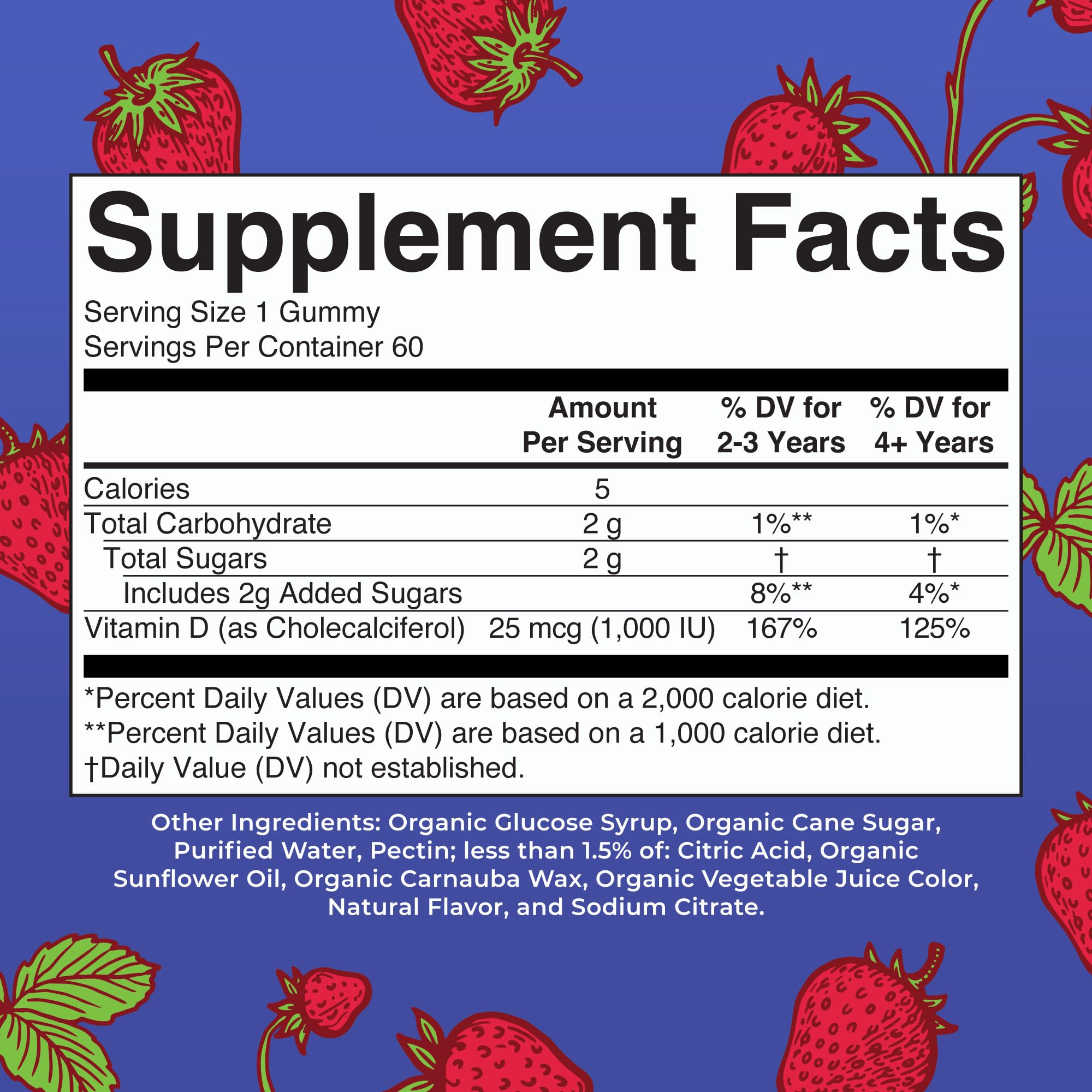 MARYRUTH'S Organic Vitamin D3 Gummies, 1000 IU, Immune Support, 60 Count