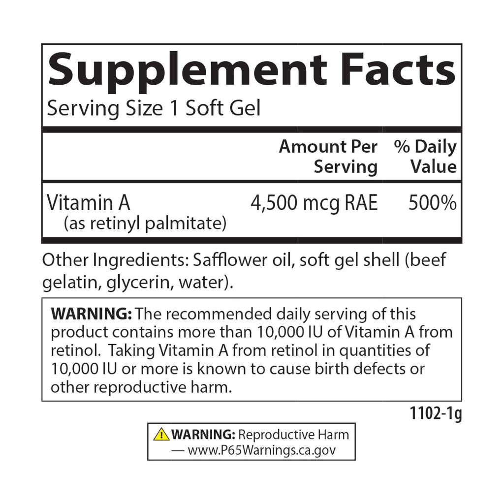 Carlson Vitamin A, 15000 IU, Palmitate (4500 mcg RAE), 240 Softgels