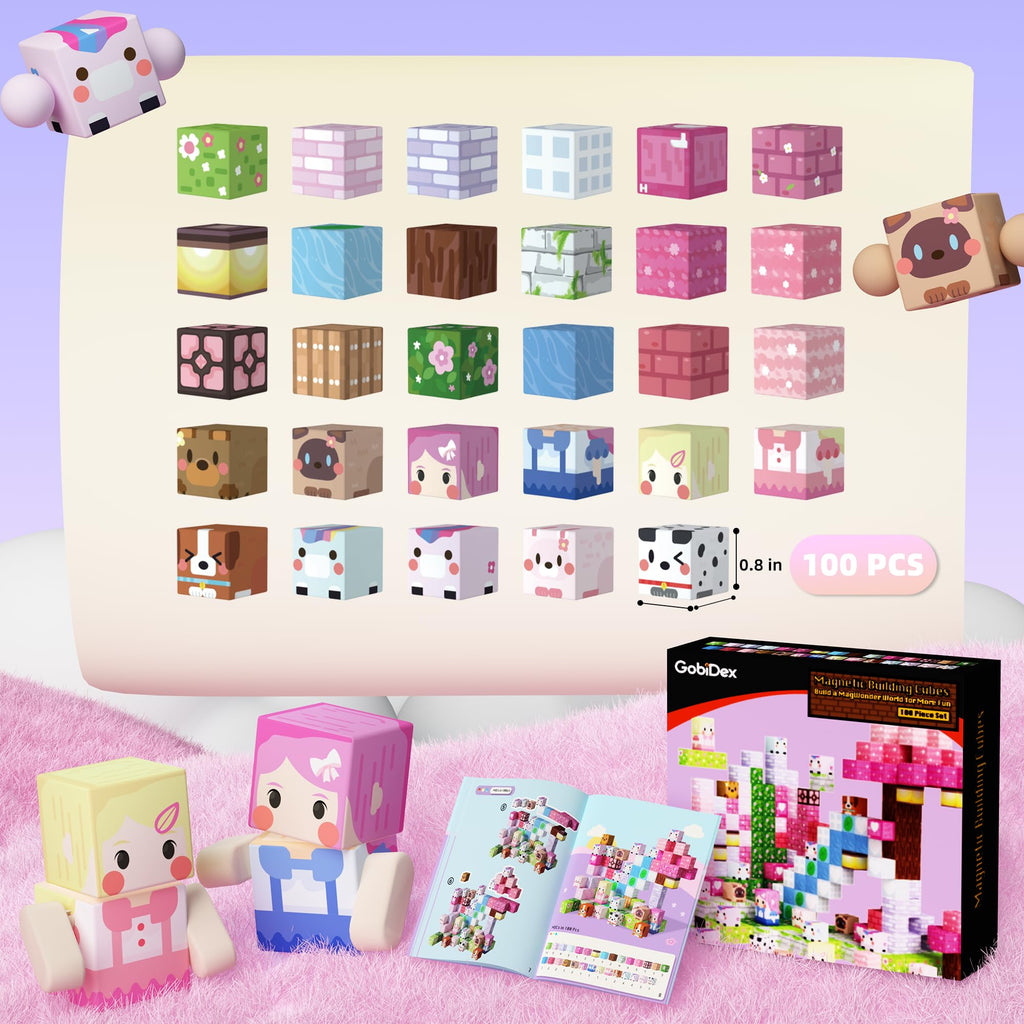 GobiDex 100PCS Magnetic Blocks Kid Building Toys for 3+ Years Old Girls