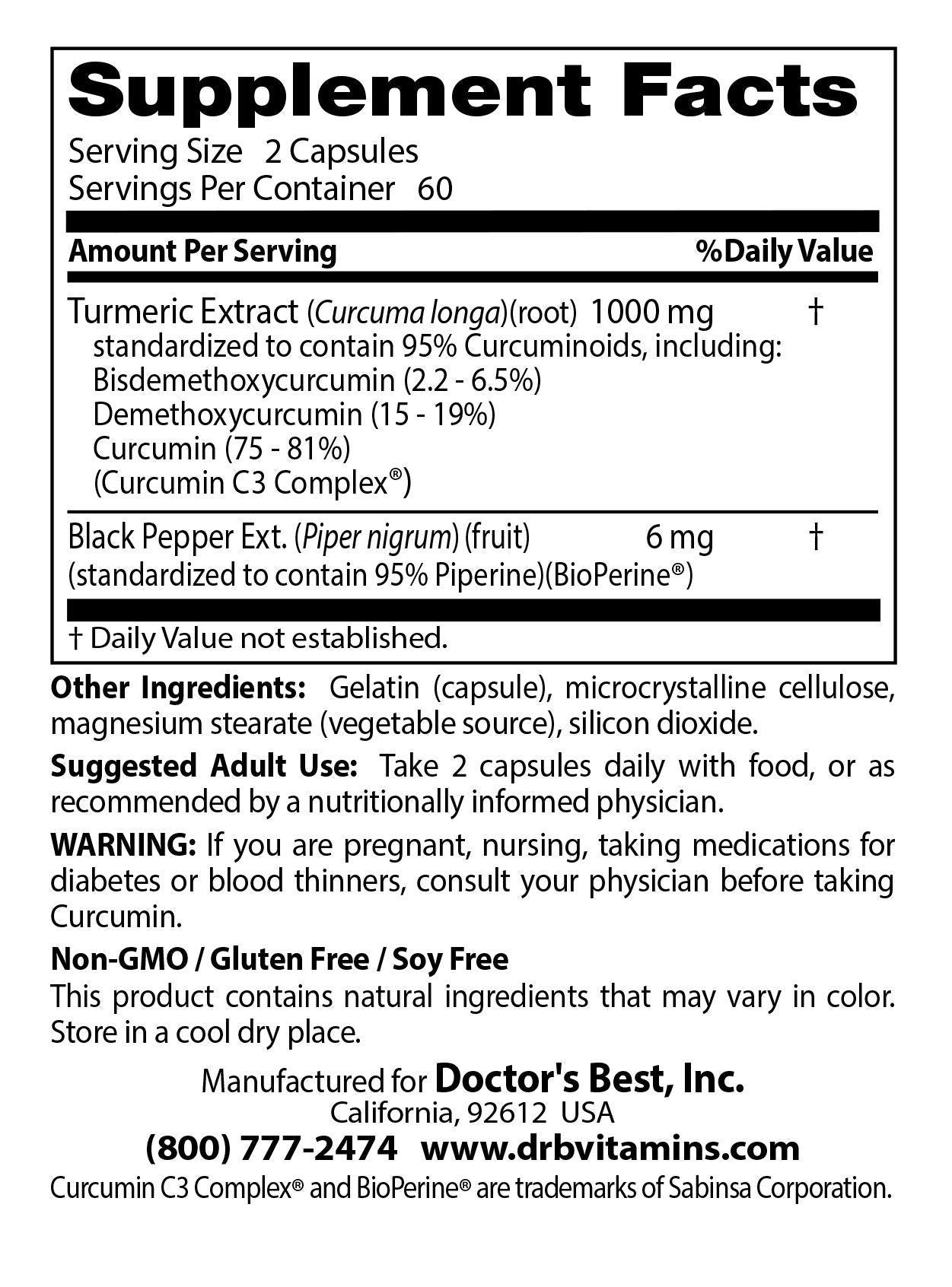 Doctors Best, Curcumin, 120 Count