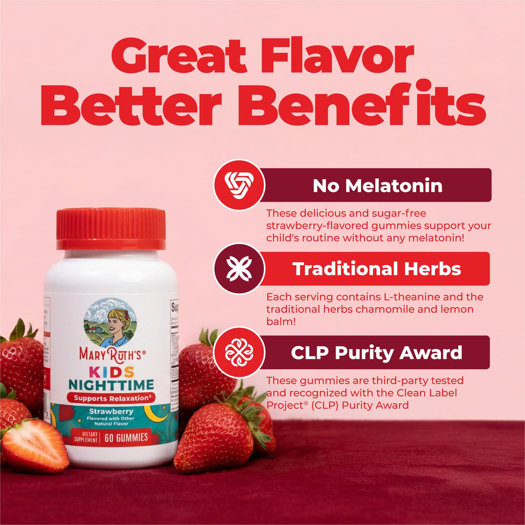 MARYRUTH'S Kids Nighttime Gummies for Ages 4+, No Melatonin, Sugar Free