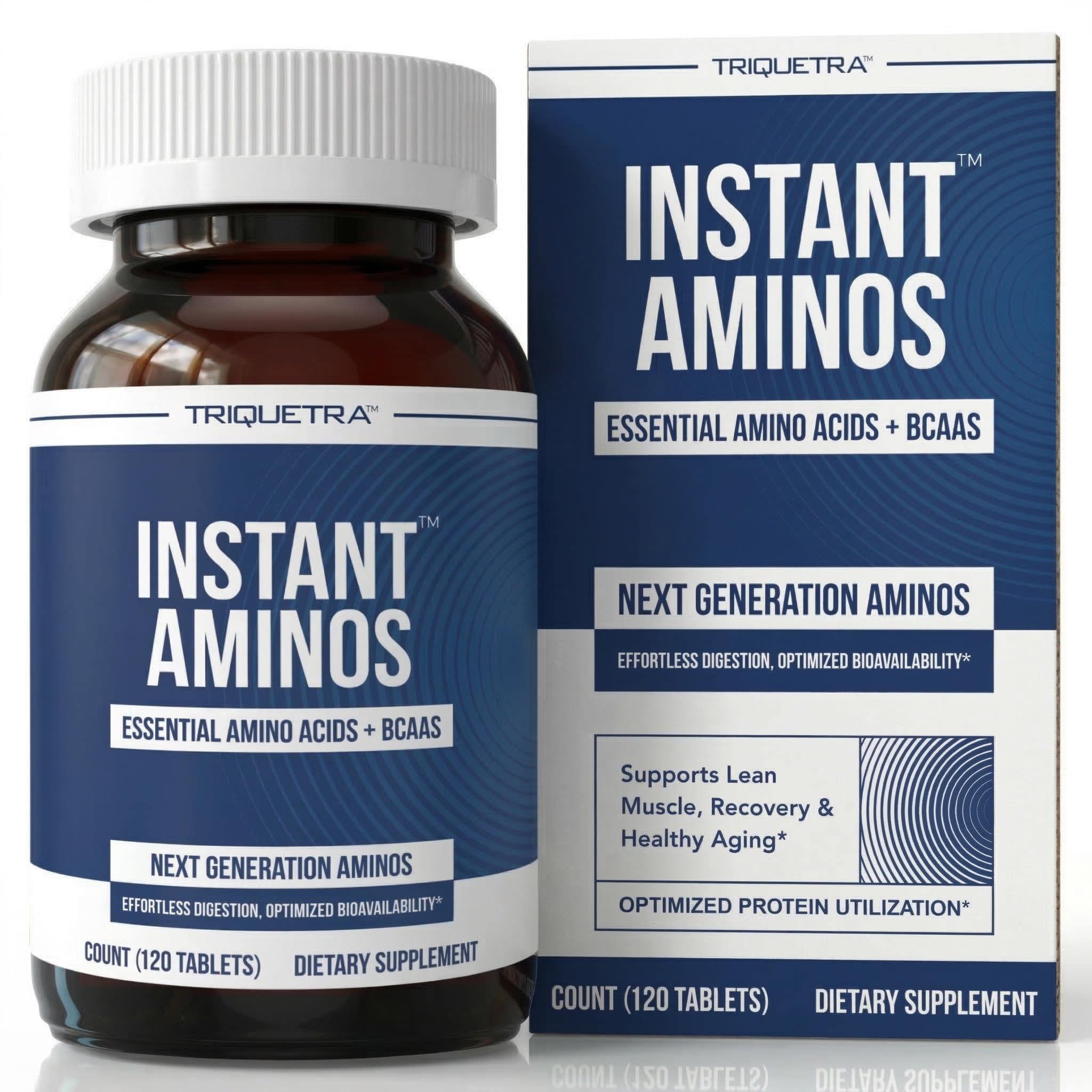Instant Aminos Tablets - EAA+BCAA - 9 Essential Amino Acids Supplement - Rapid Absorption, No Digestion Required - Supports Lean Muscle, Recovery & Aging - 321% DIAAS Protein Score (1 month supply)